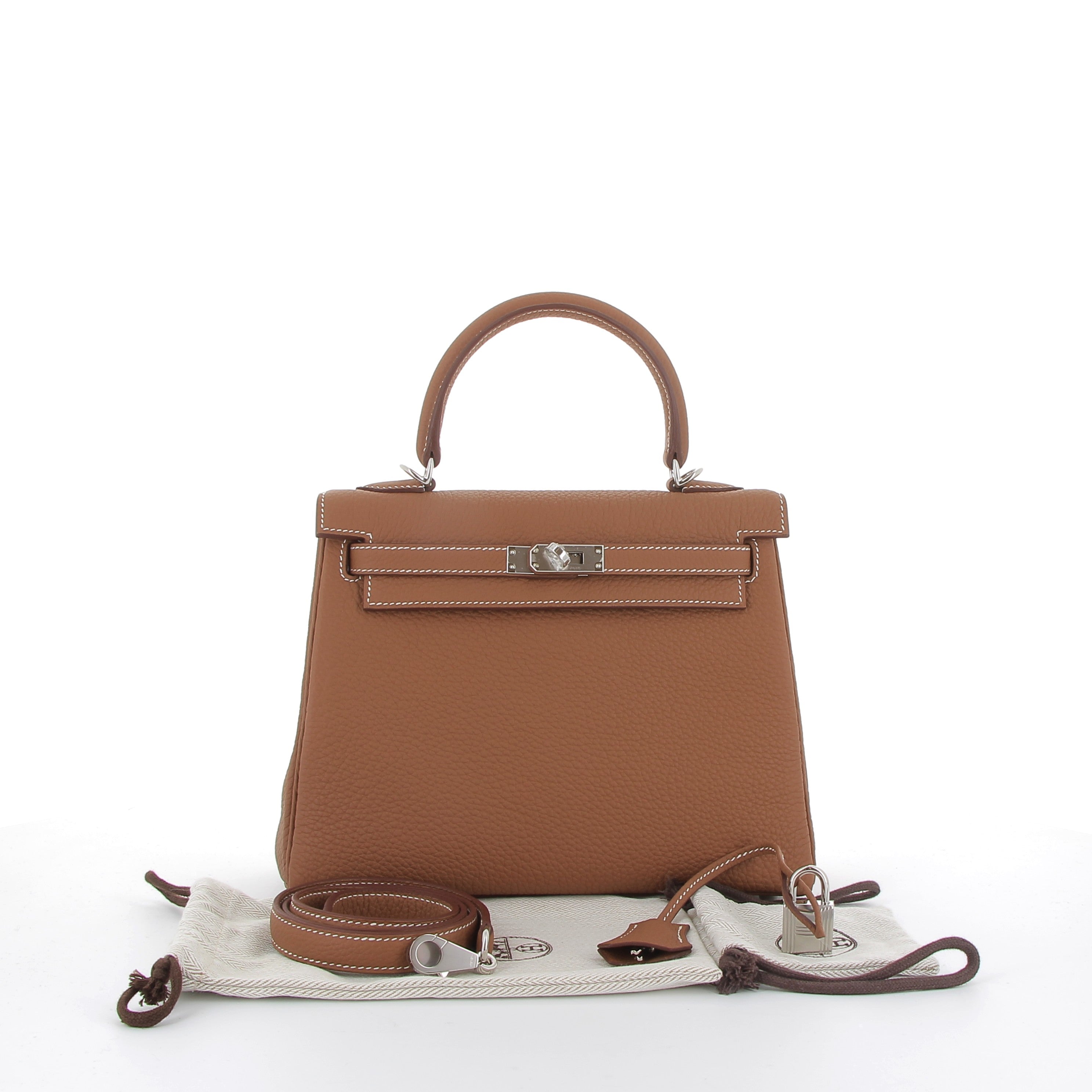HERMES Kelly 25 Gold Togo Palladium hardware