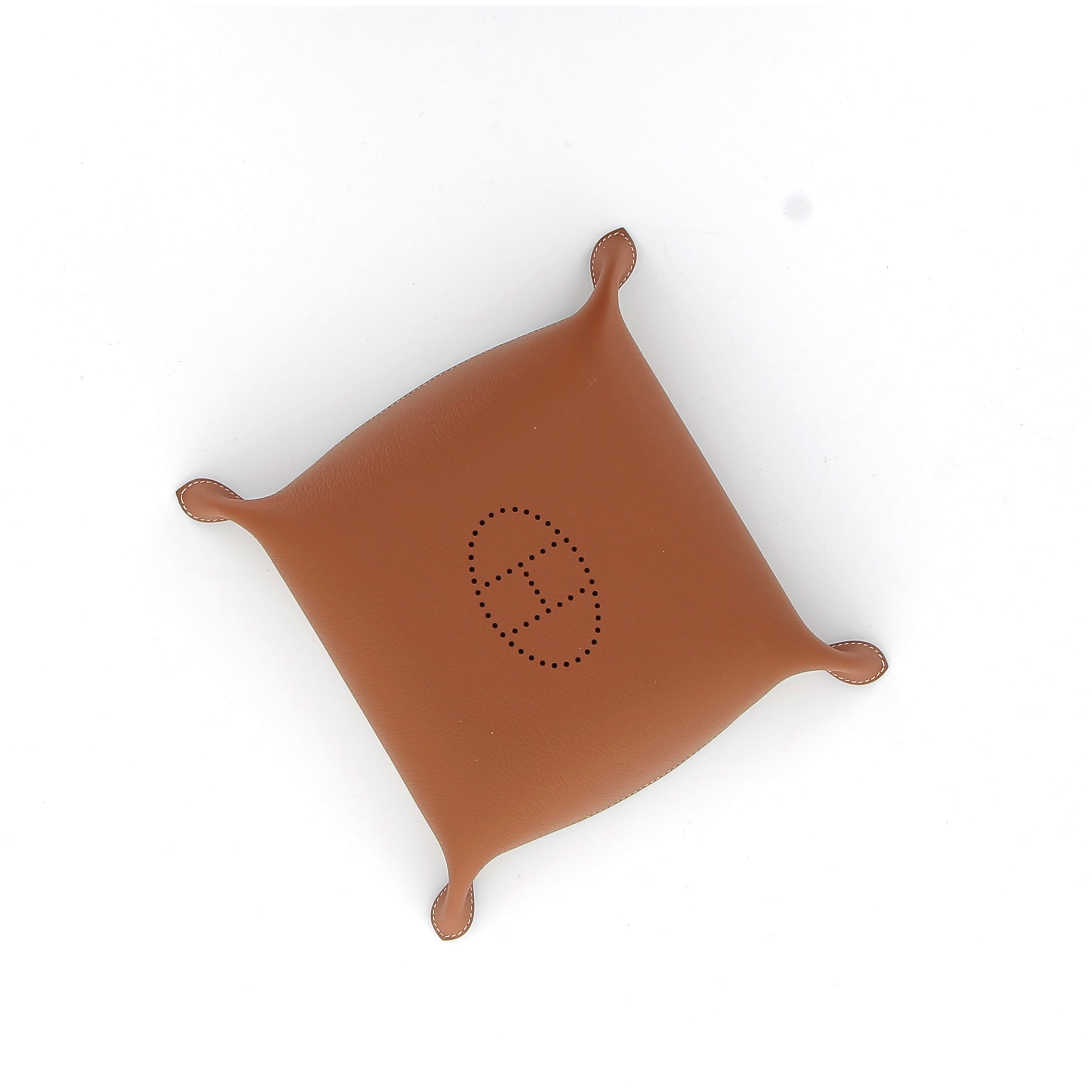 HERMÈS Vide-poche Mises et Relances Desk Taurillon smooth leather Ebony/Fawn