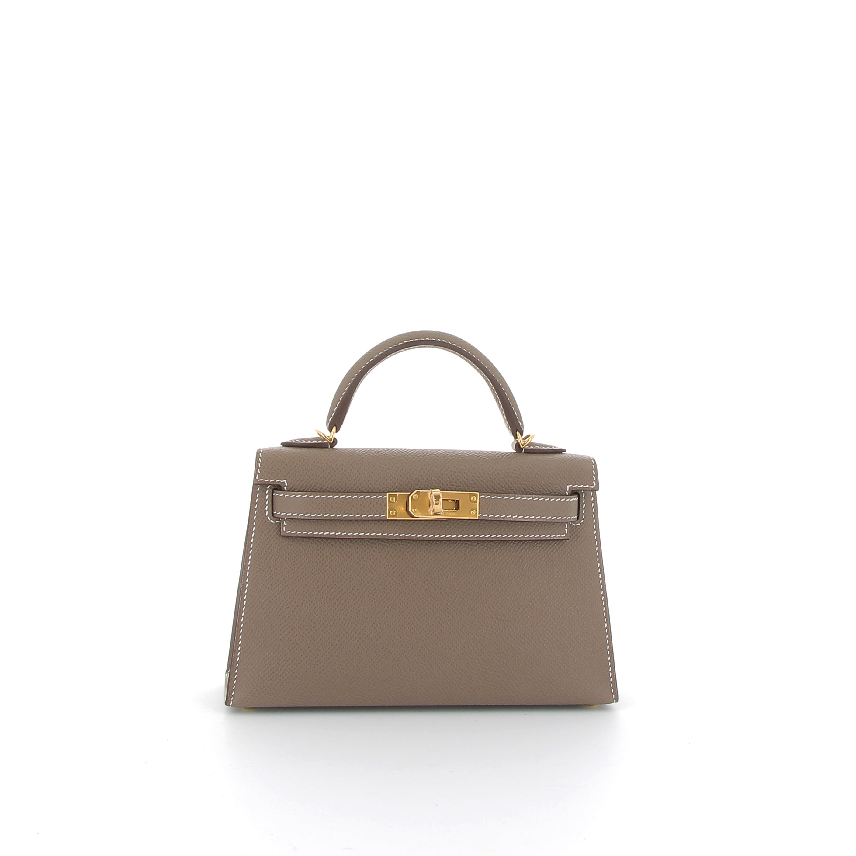 Hermès Mini Kelly 20cm Etoupe Epsom Leather with Gold Hardware