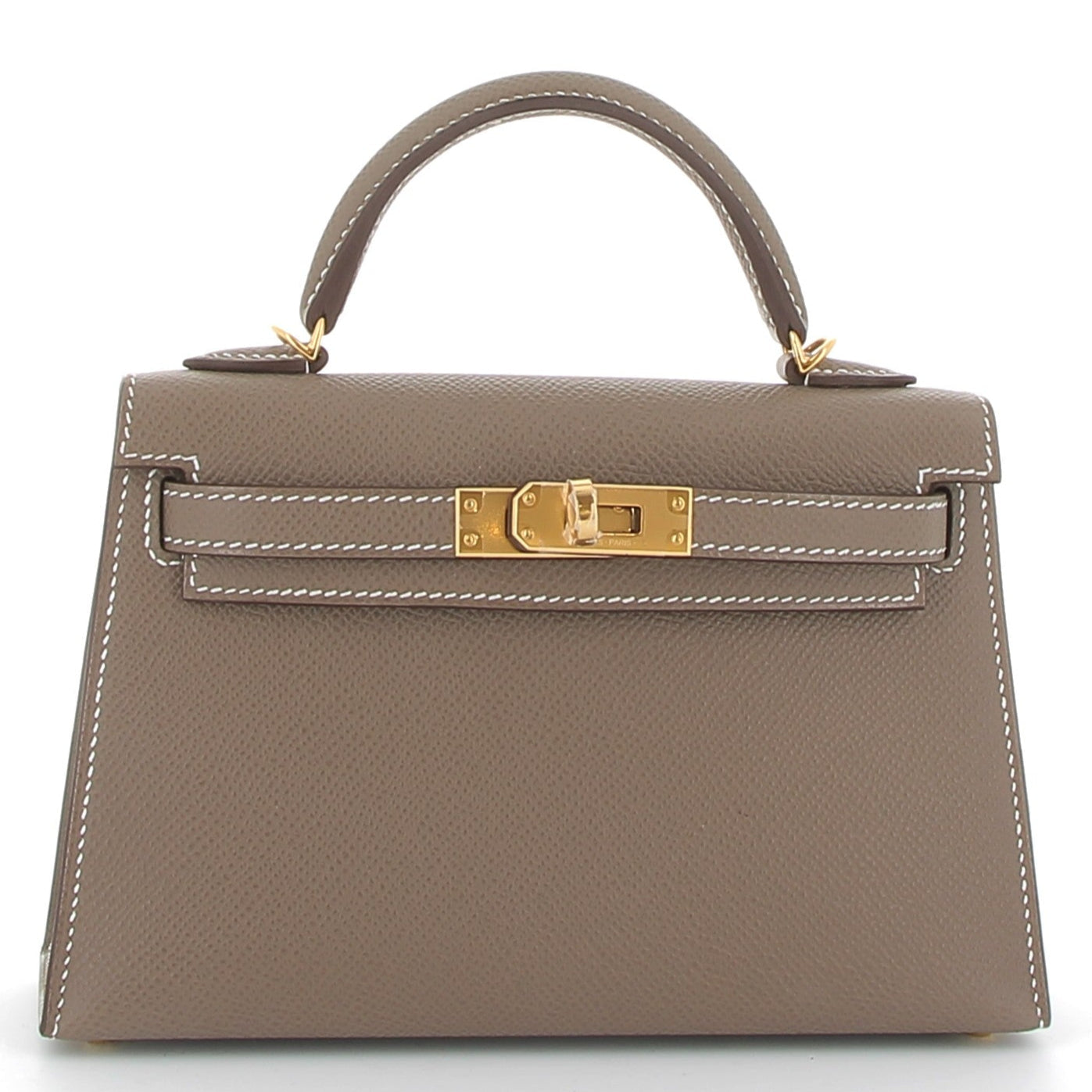 HERMÈS Kelly 20 Étoupe Epsom Leather Yellow Gold Hardware