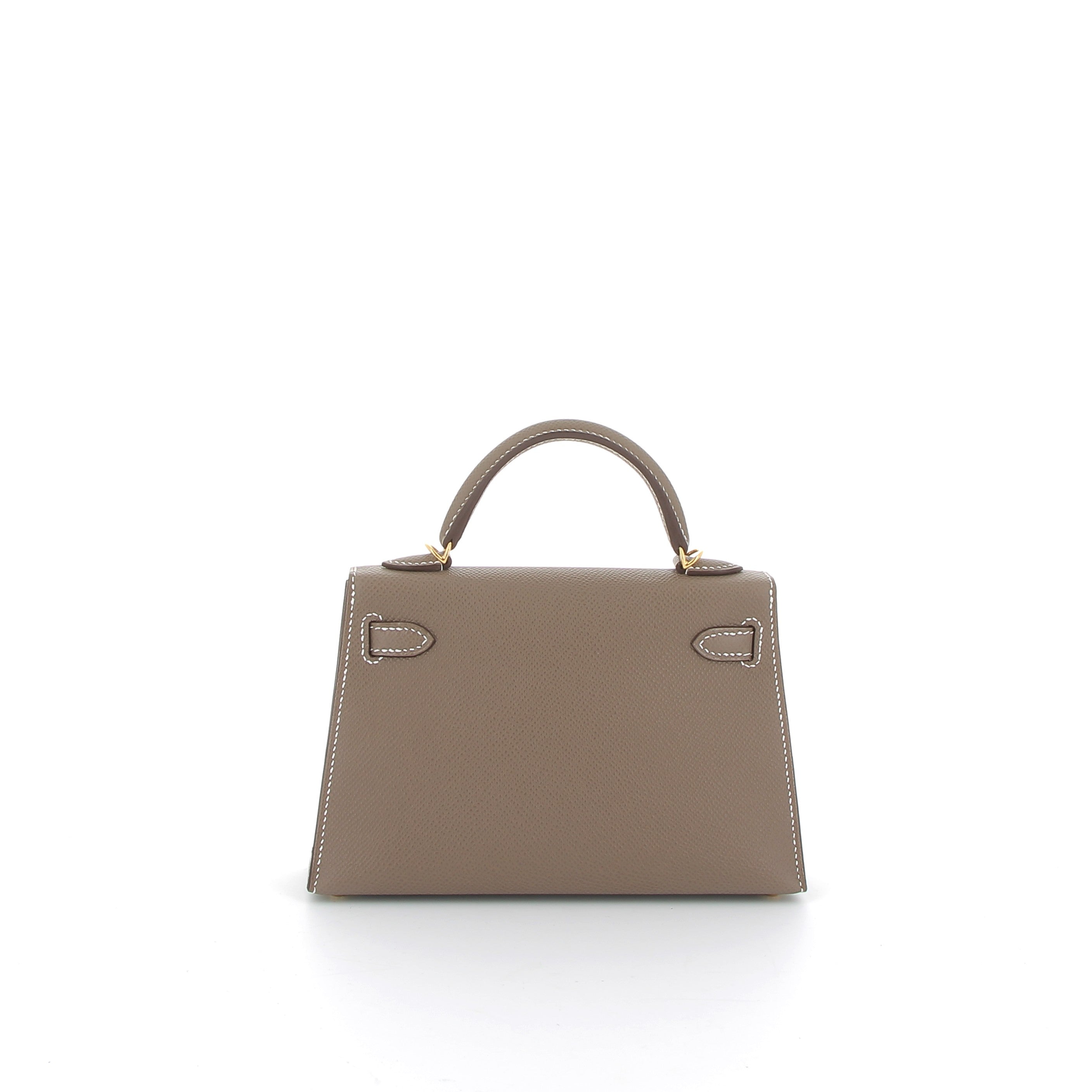 HERMÈS Kelly 20 Étoupe Epsom Leather Yellow Gold Hardware