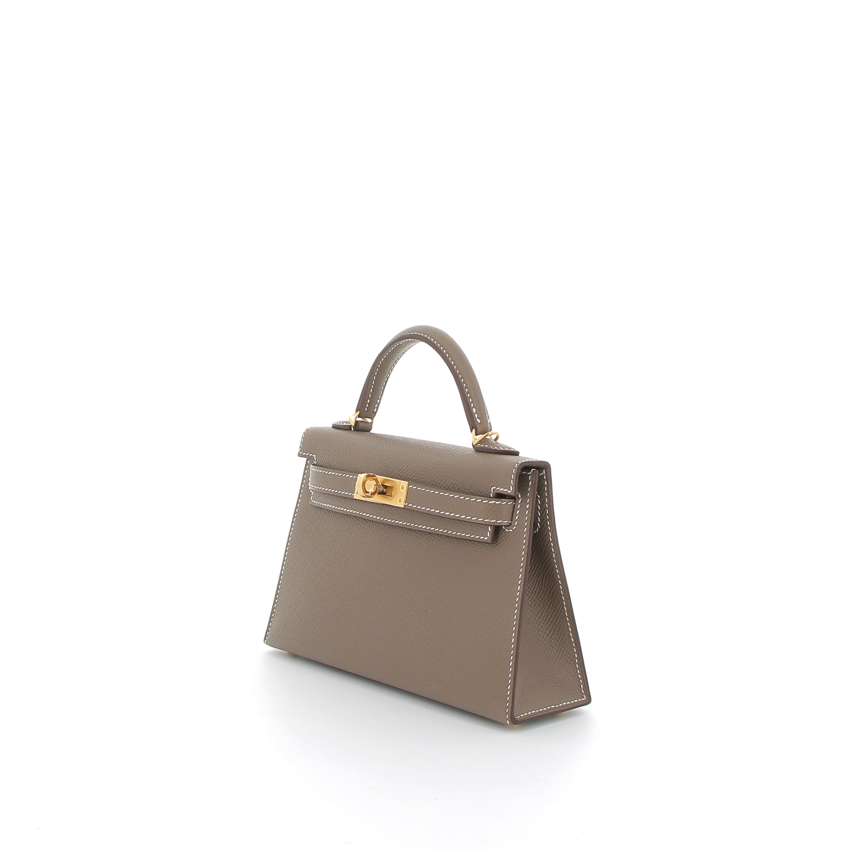 HERMÈS Kelly 20 Étoupe Epsom Leather Yellow Gold Hardware