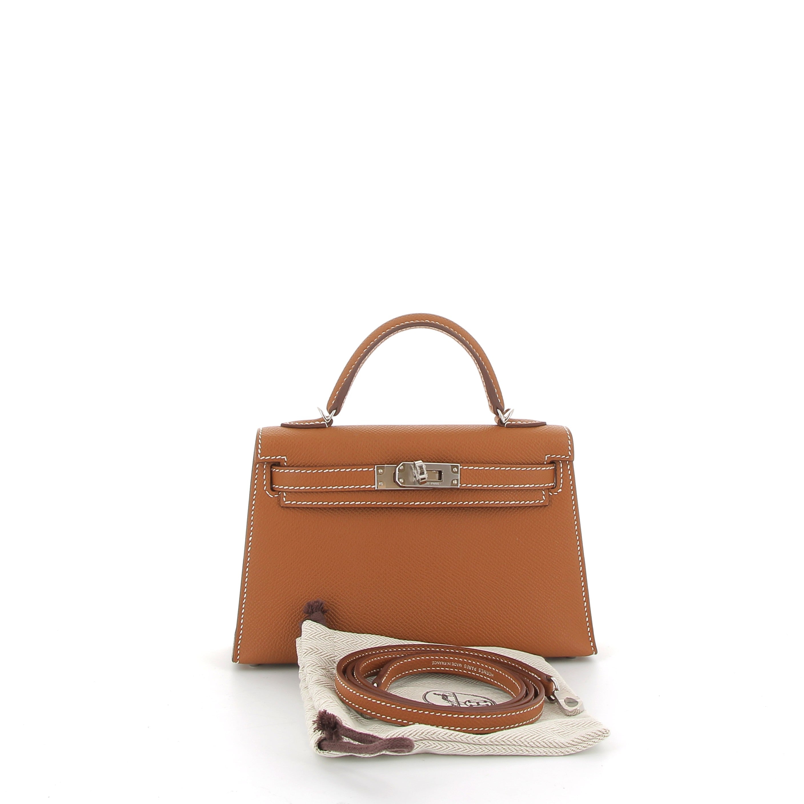 Hermès Mini Kelly 20cm Sellier in Gold Epsom with Palladium Hardware