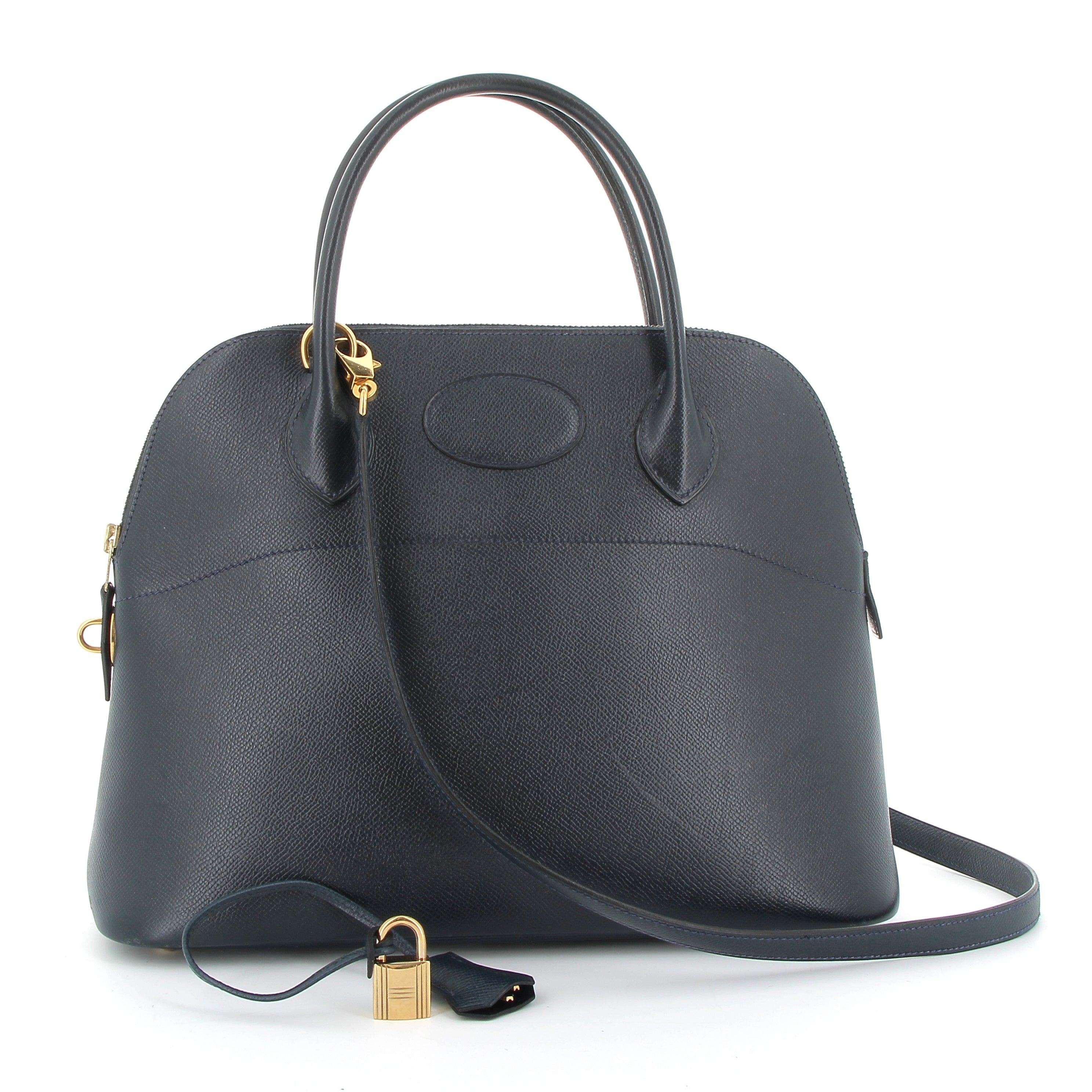 HERMÈS Bolide 30 Bleu Indigo Epsom Leather Gold Hardware (GHW)