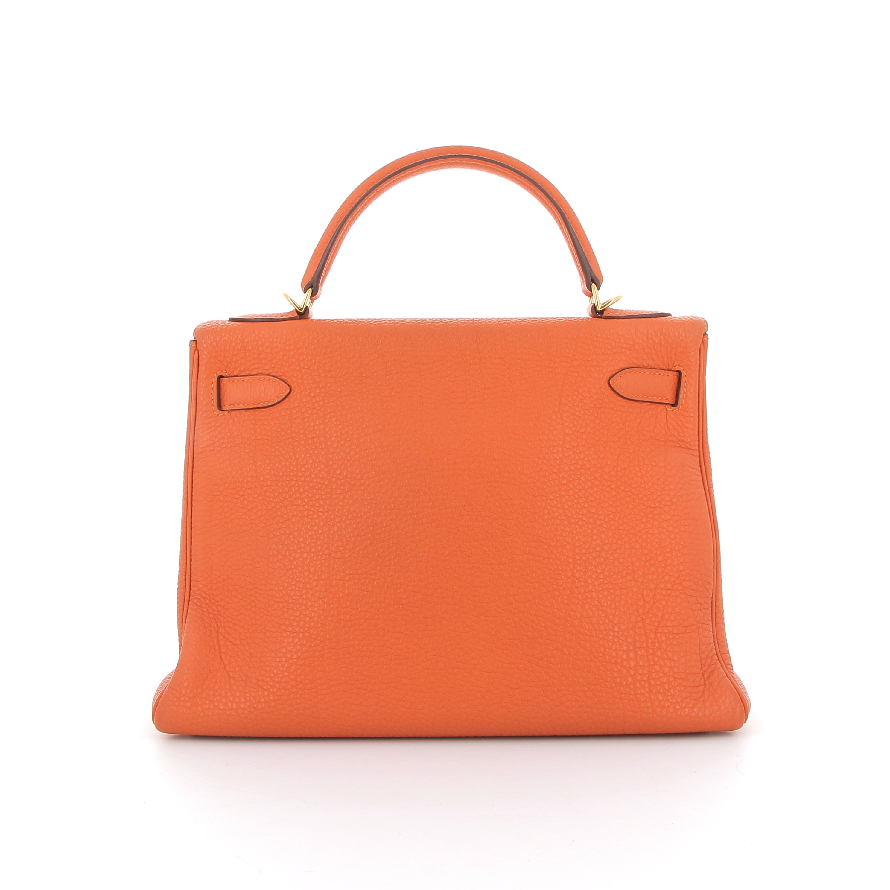 HERMÈS Kelly 32 Orange Togo Leather Gold Hardware