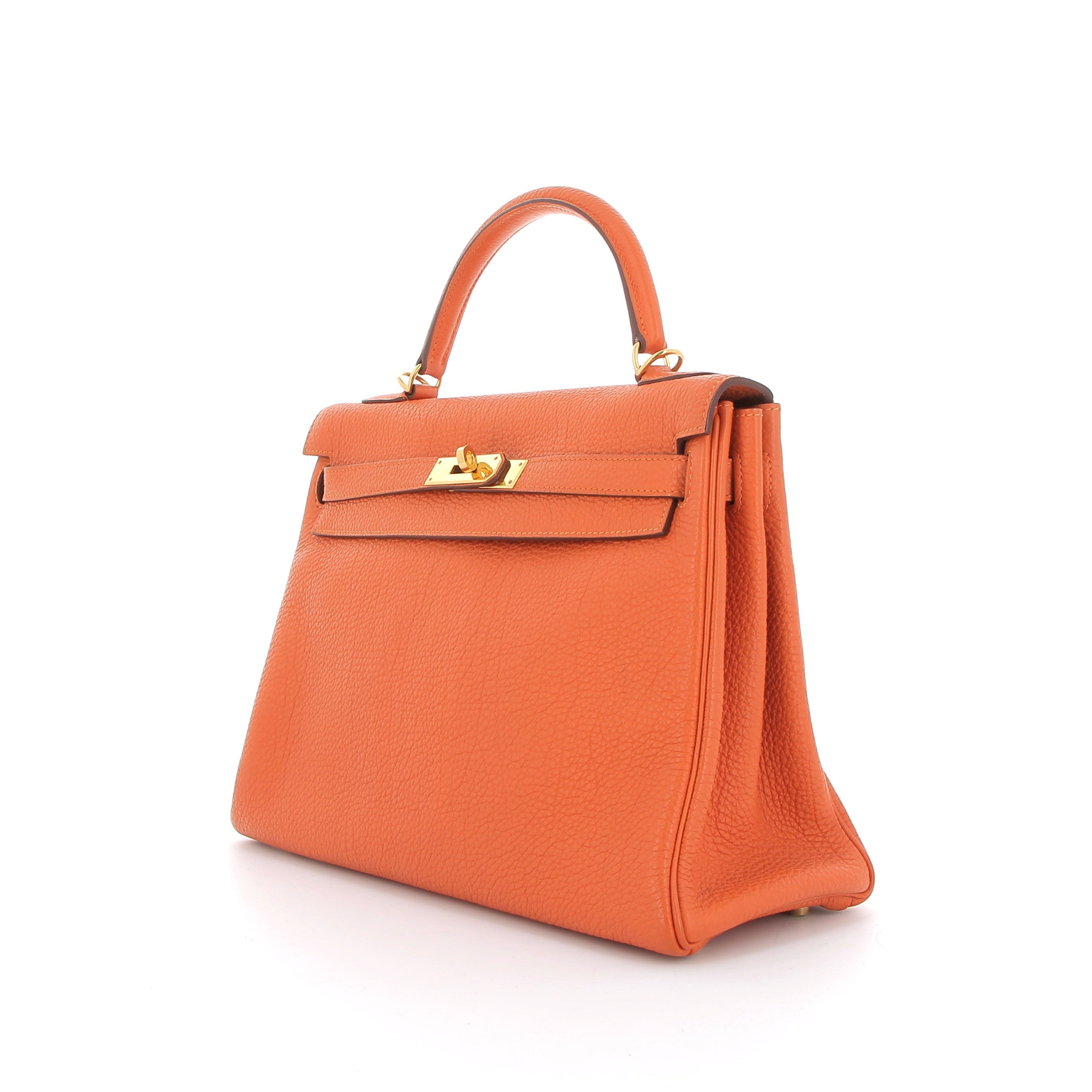 HERMÈS Kelly 32 Orange Togo Leather Gold Hardware