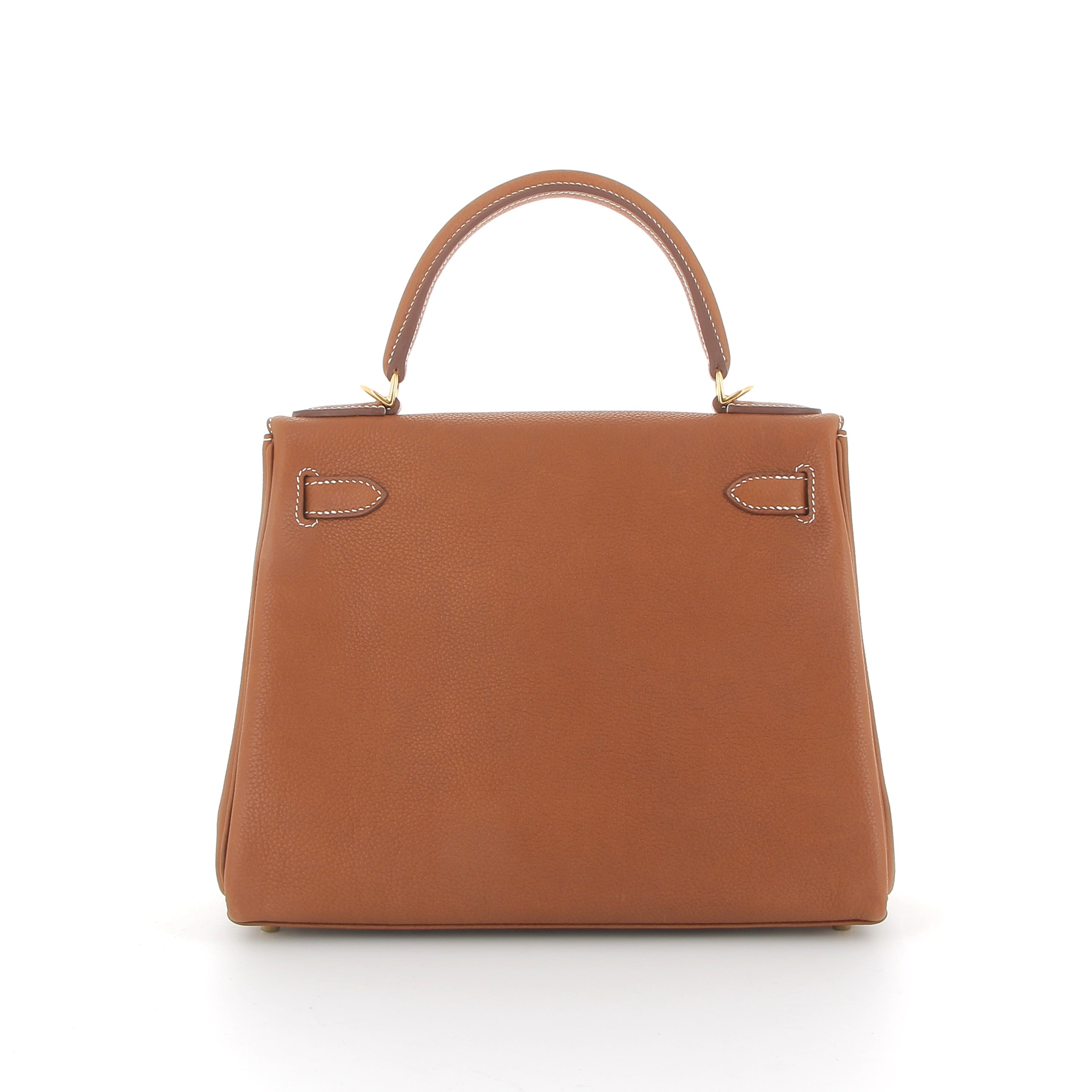 HERMÈS Kelly 28 Faubourg Barenia Fauve Yellow Gold hardware