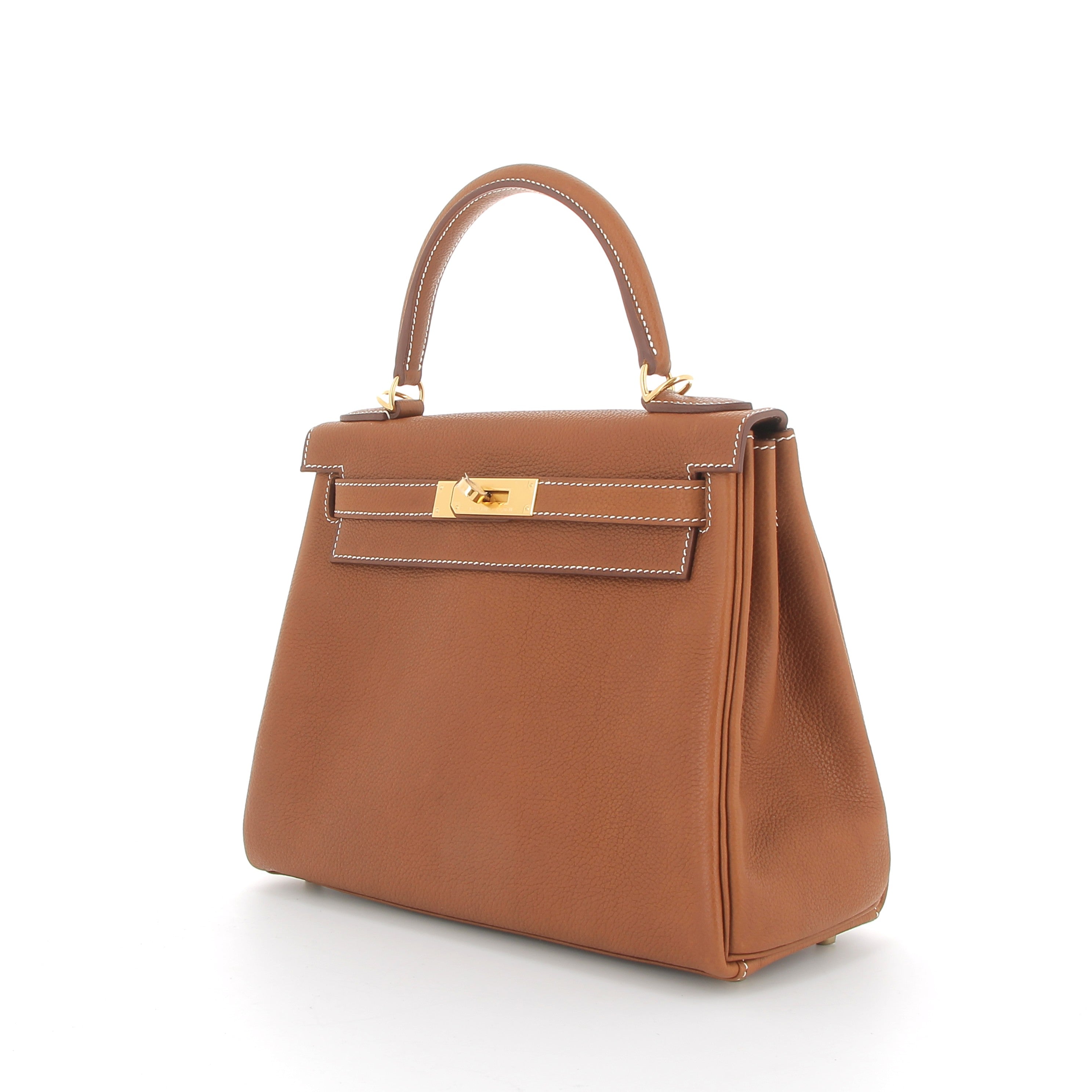HERMÈS Kelly 28 Faubourg Barenia Fauve Yellow Gold hardware