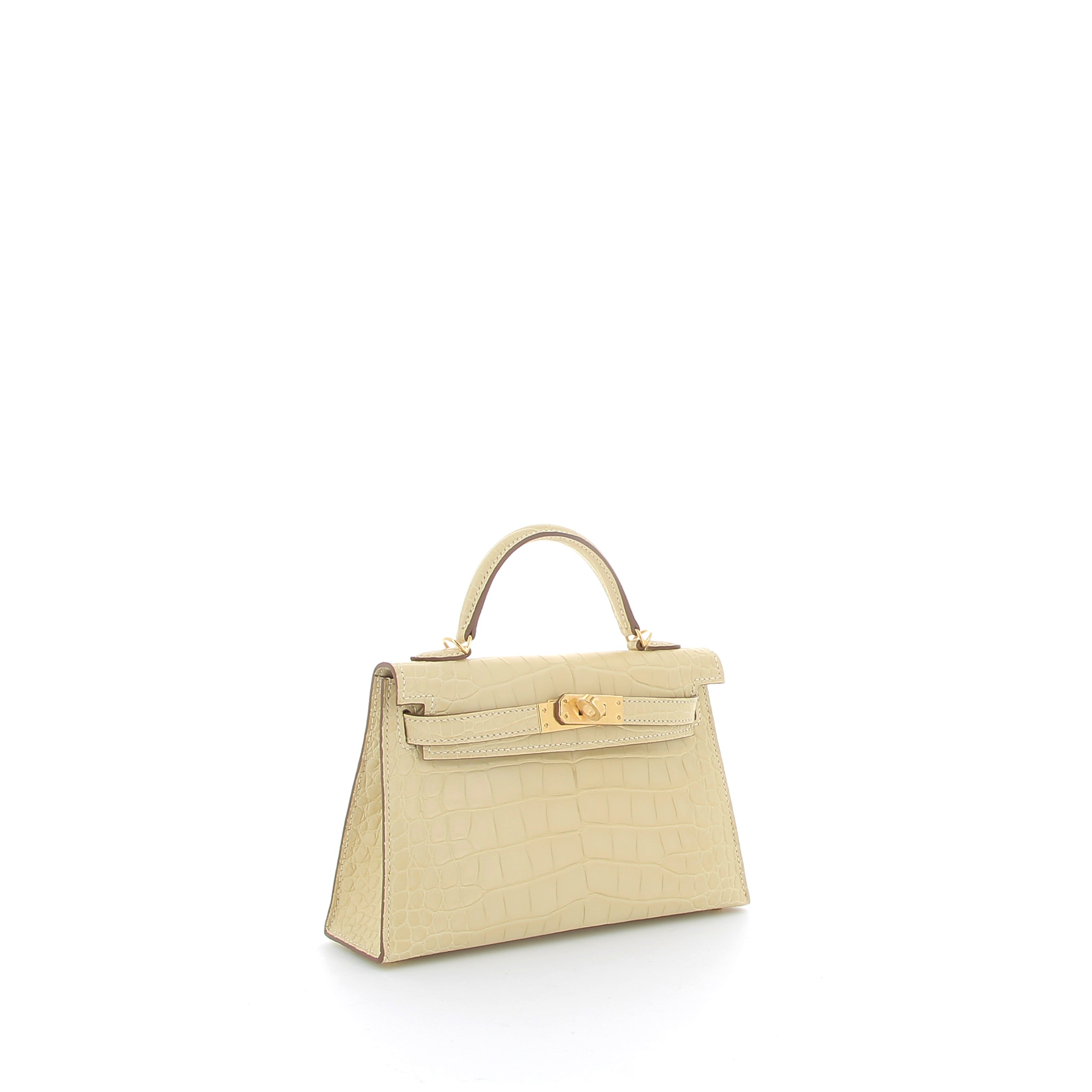 Hermès Mini Kelly 20cm Vanilla Crocodile with Gold Hardware
