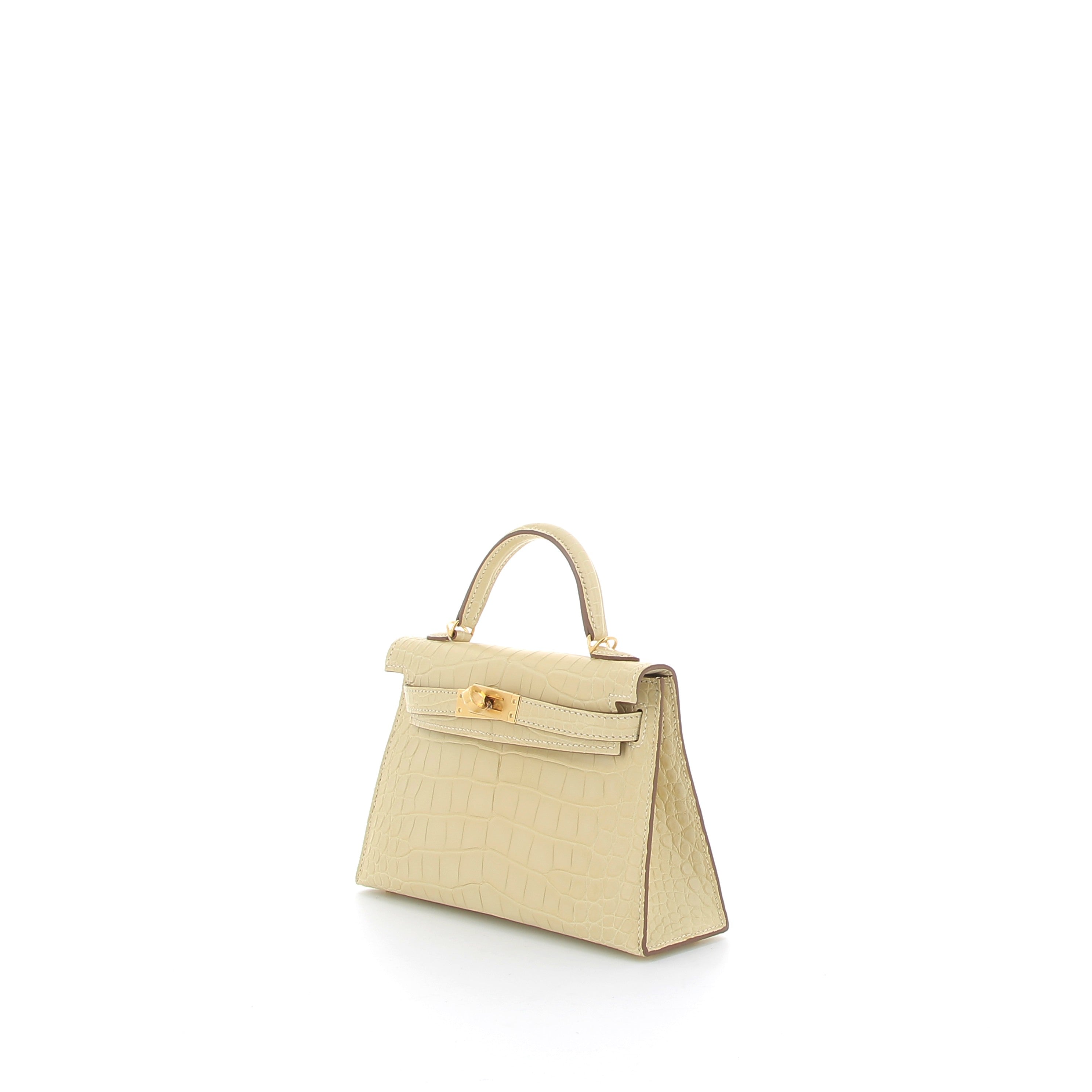 Hermès Mini Kelly 20cm Vanilla Crocodile with Gold Hardware
