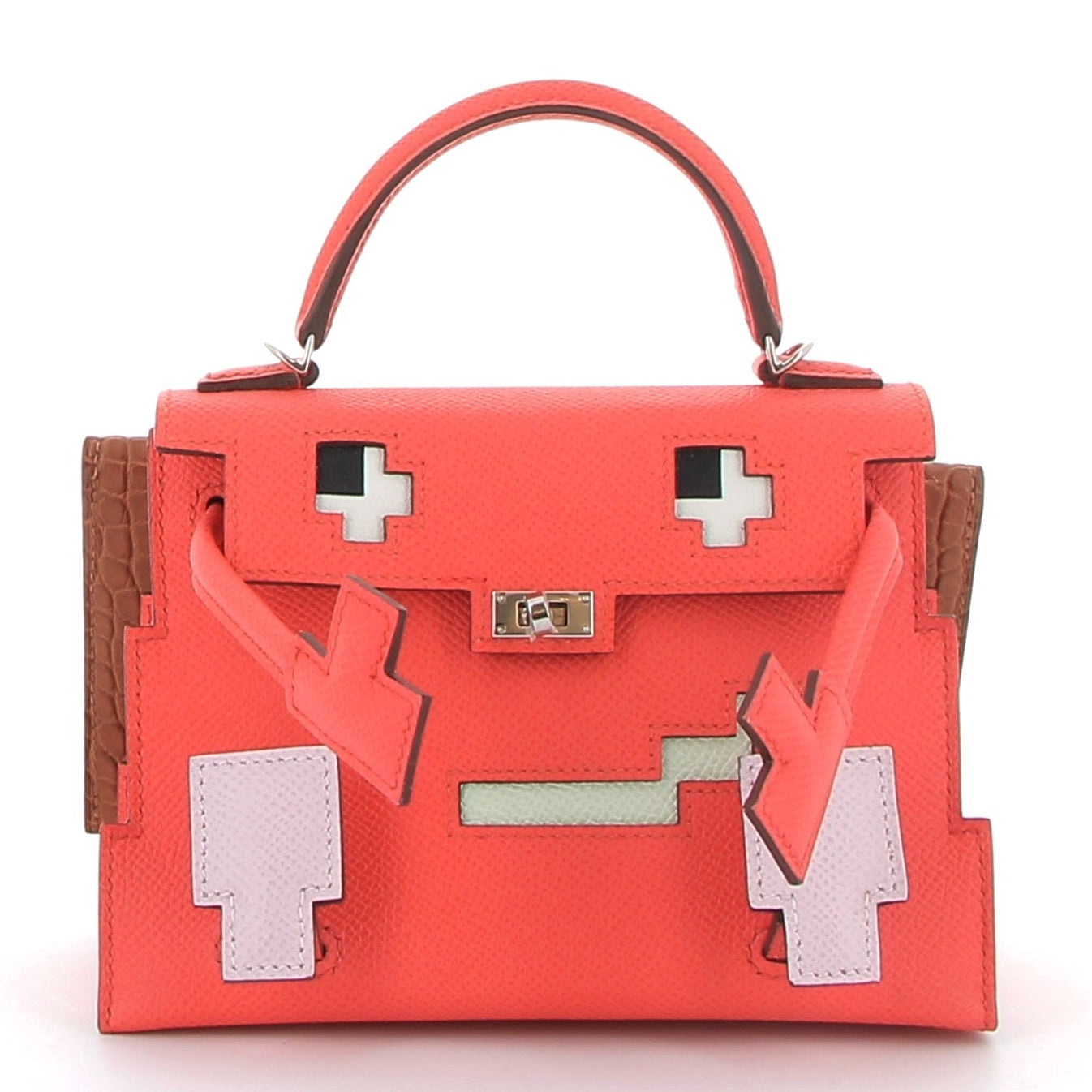 HERMES Kelly Doll Picto Epsom Leather and Crocodile Palladium Hardware