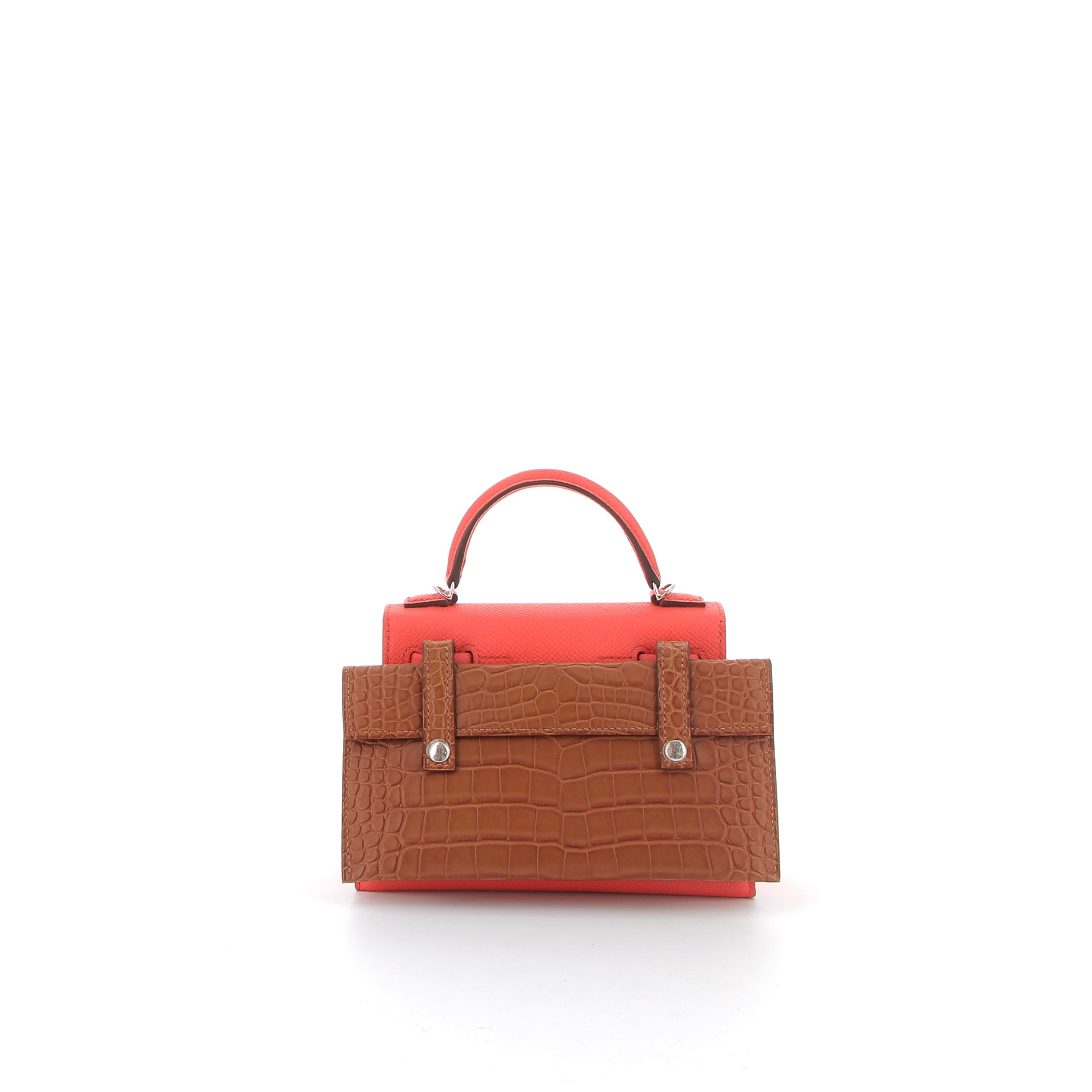 HERMES Kelly Doll Picto Epsom Leather and Crocodile Palladium Hardware
