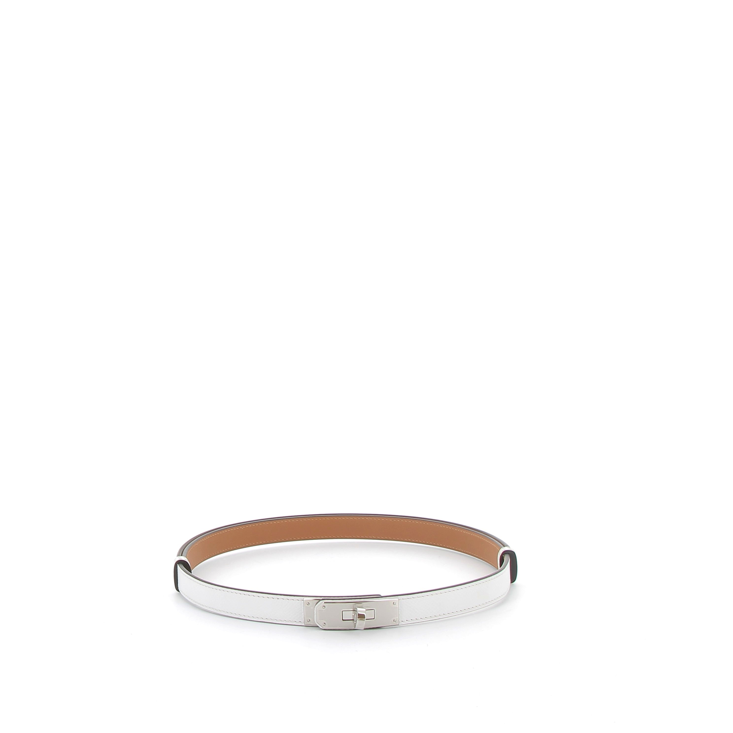 Hermès Kelly Belt White Epsom with Palladium Hardware