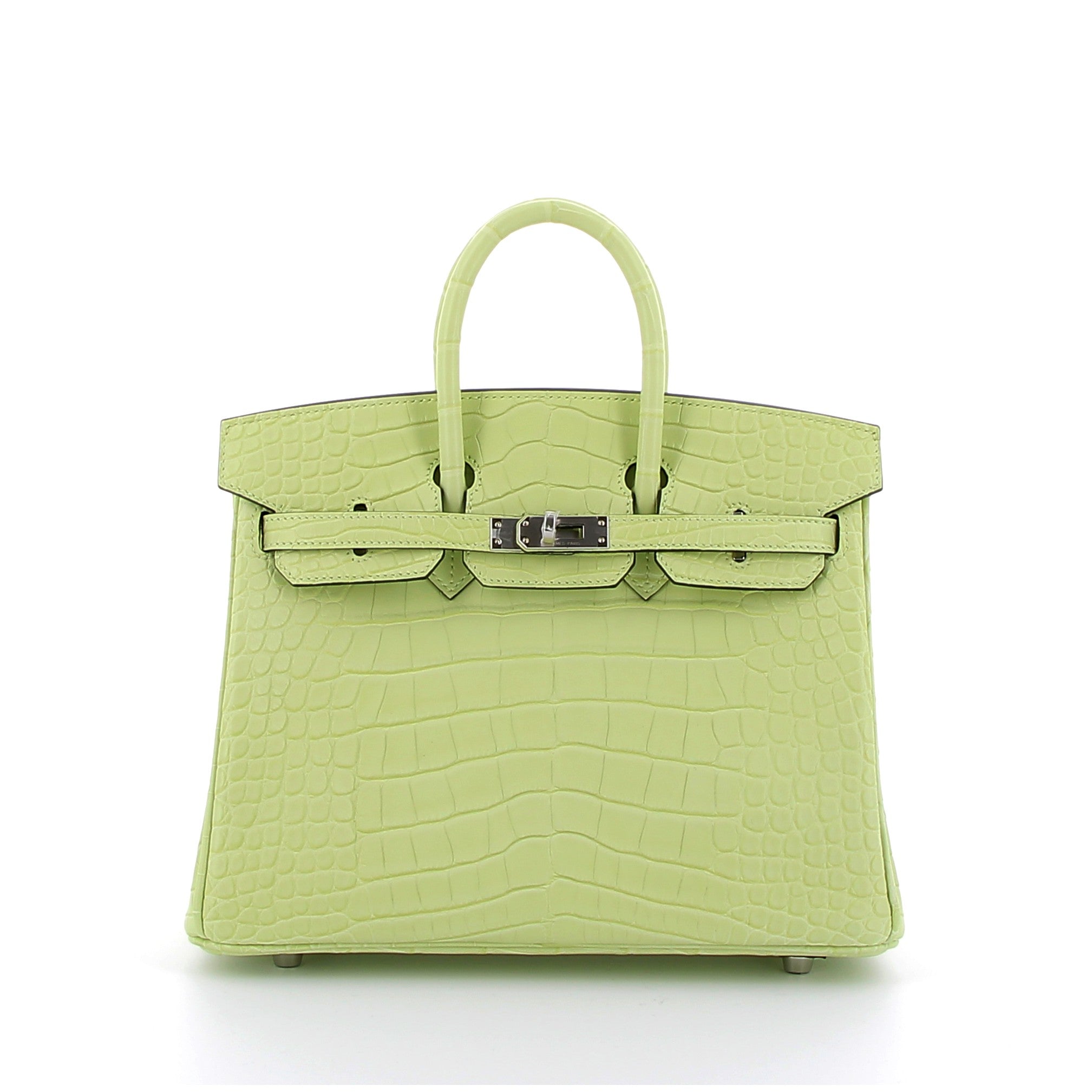 Hermes Birkin 25cm in Jaune Bourgeon Matte Alligator Mississippiensis with Palladium Hardware