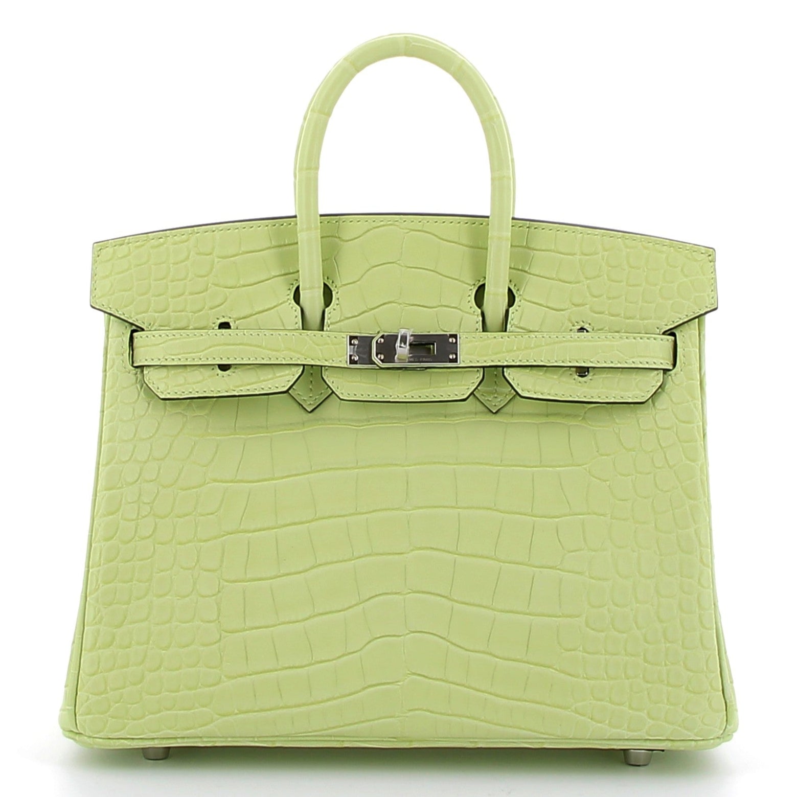 HERMÈS Birkin 25 Jaune Bourgeon Alligator Palladium Hardware