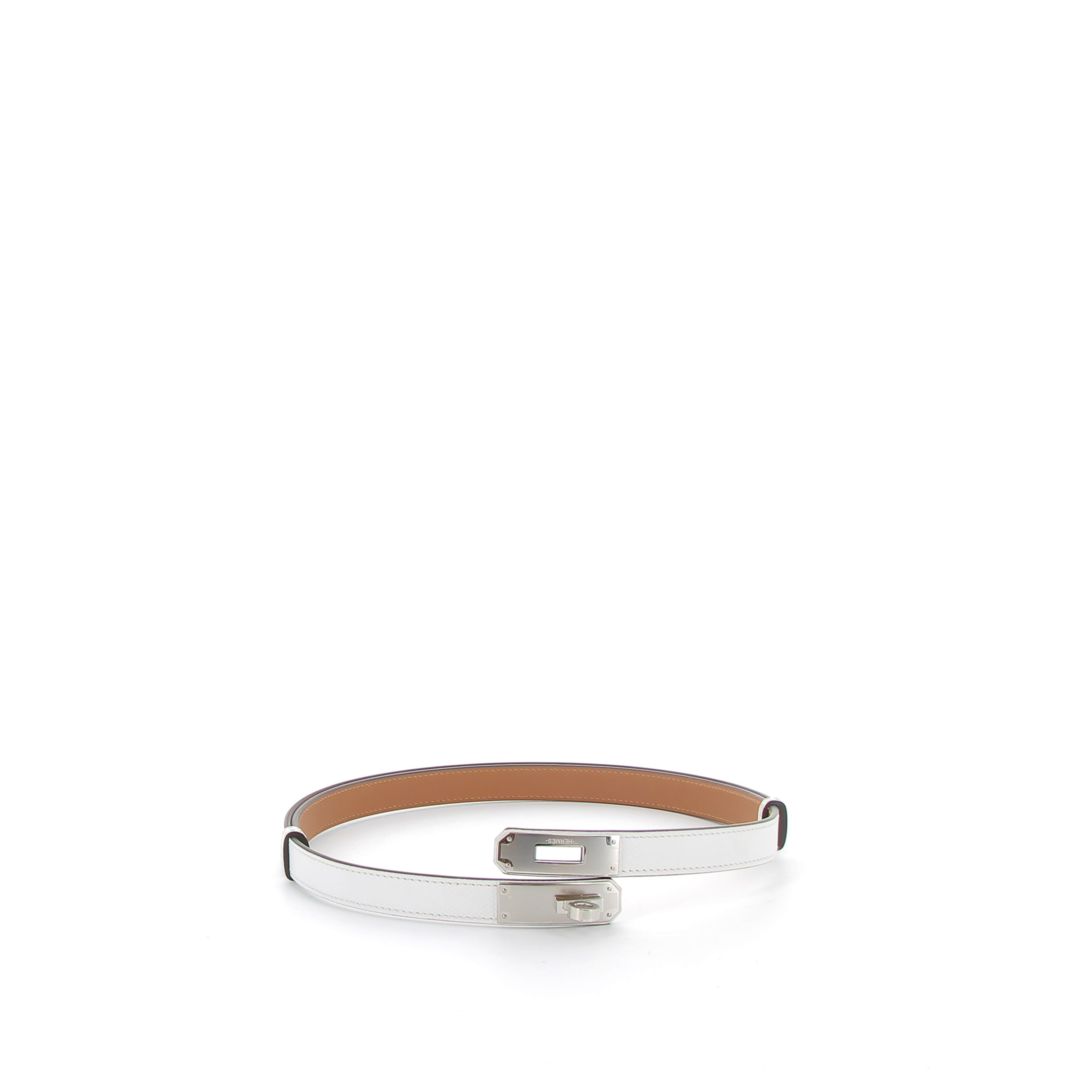 Hermès Kelly Belt White Epsom with Palladium Hardware