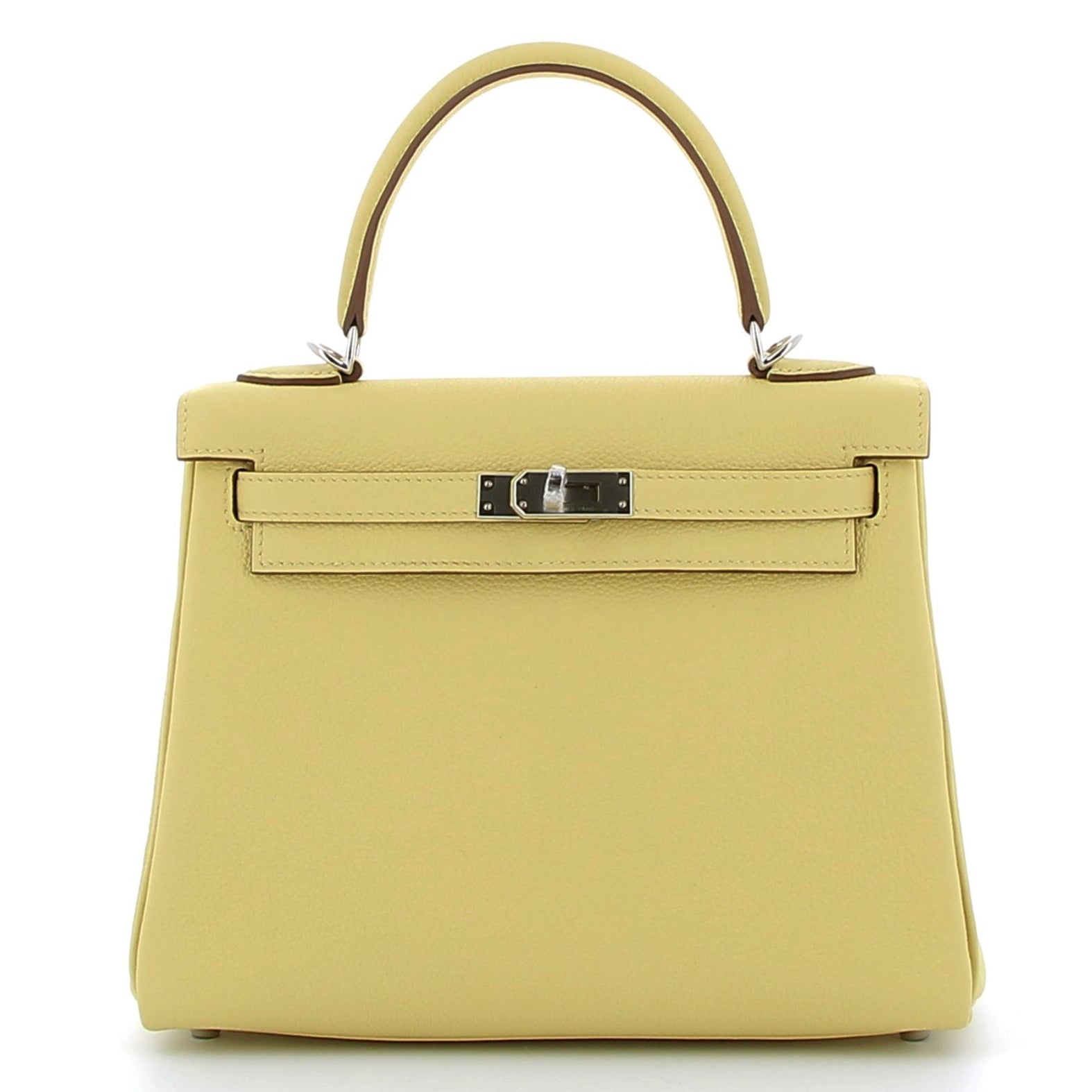 HERMÈS Kelly 25 Jaune Poussin Togo Palladium hardware