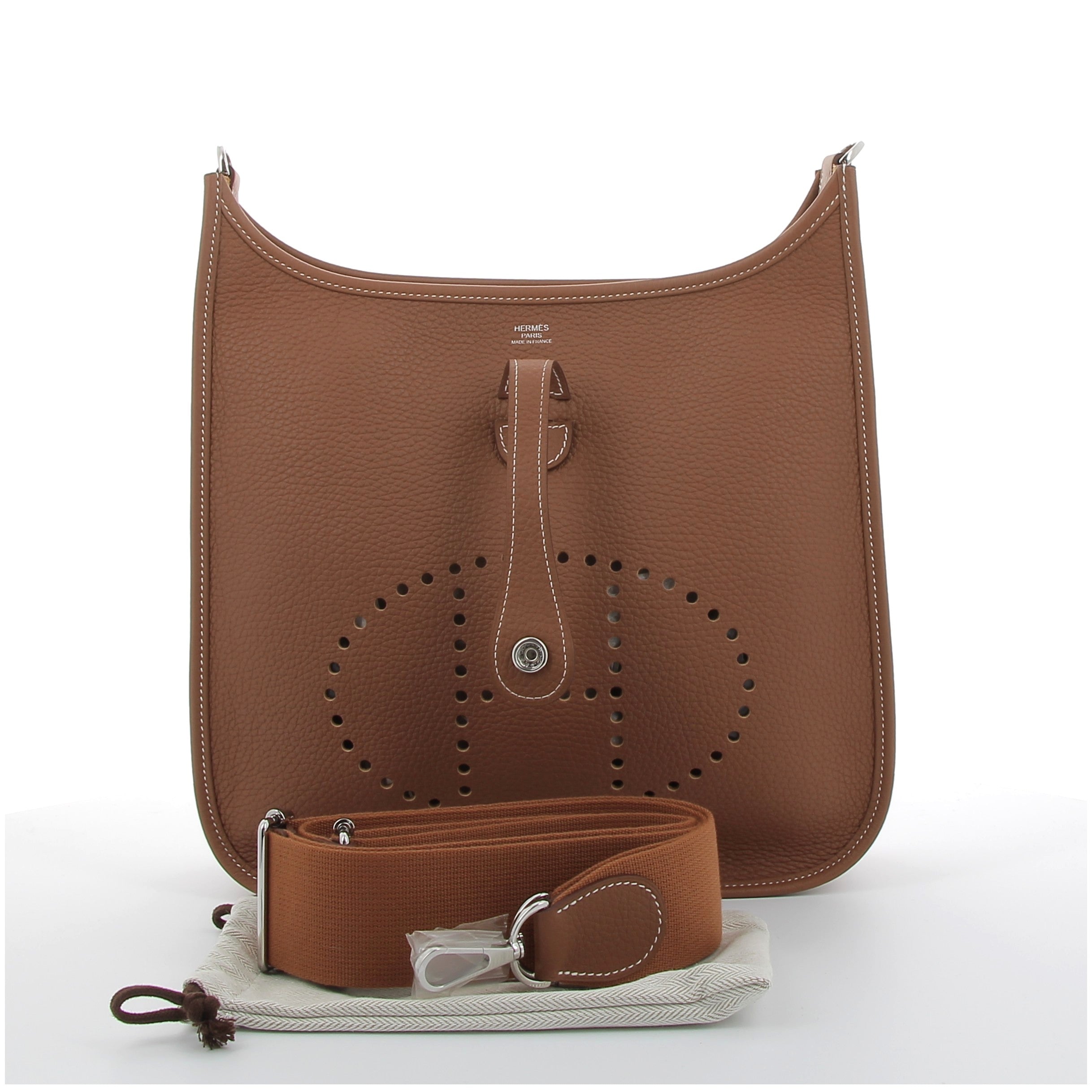 Hermès Evelyne 29cm Gold Taurillon Clemence with Palladium Hardware