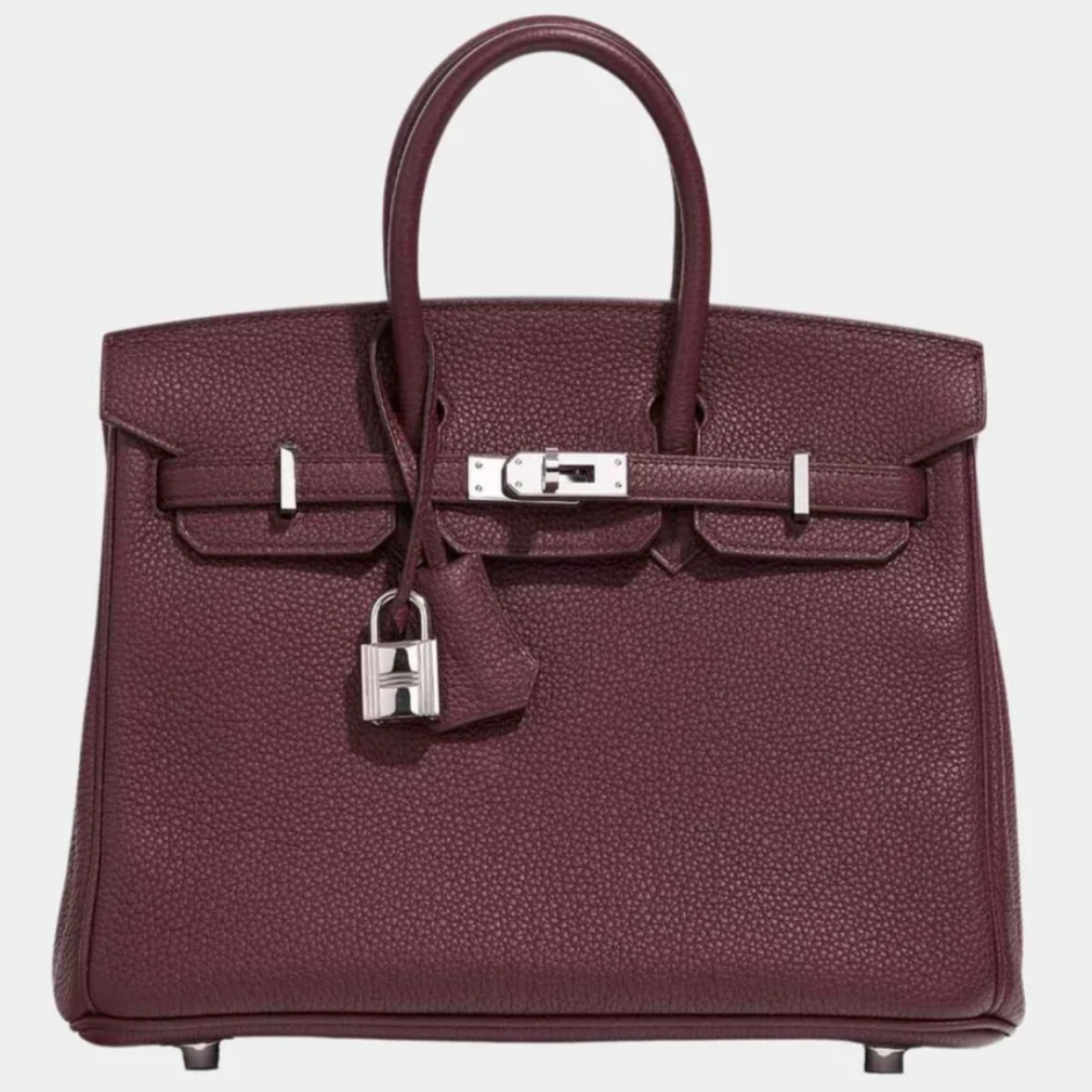 HERMES Birkin 25 Rouge H Togo Leather Silver Hardware