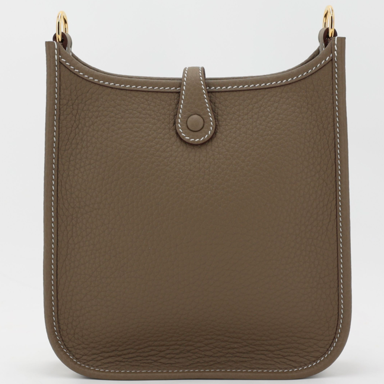 HERMÈS Mini Evelyne Etoupe Taurillon Clemence Yellow Gold hardware