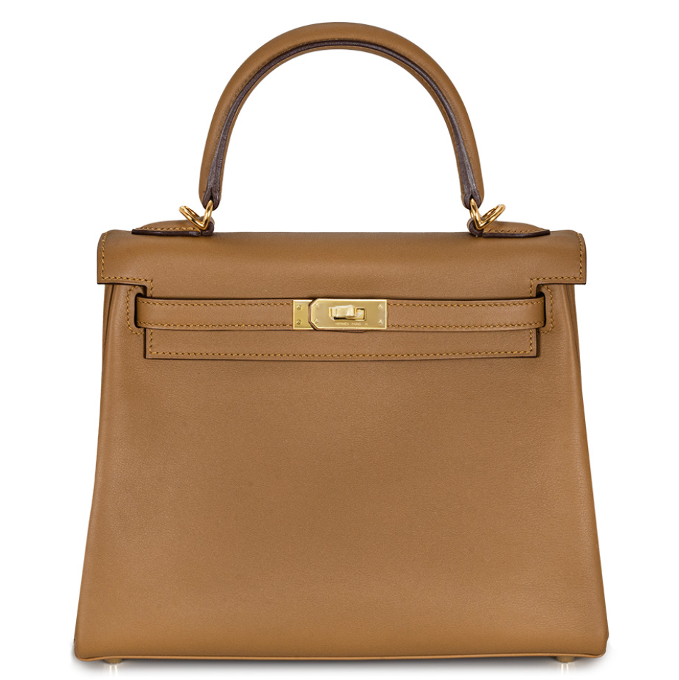 HERMES Kelly 25 Bronze Doré Swift Leather Gold Hardware (GHW)
