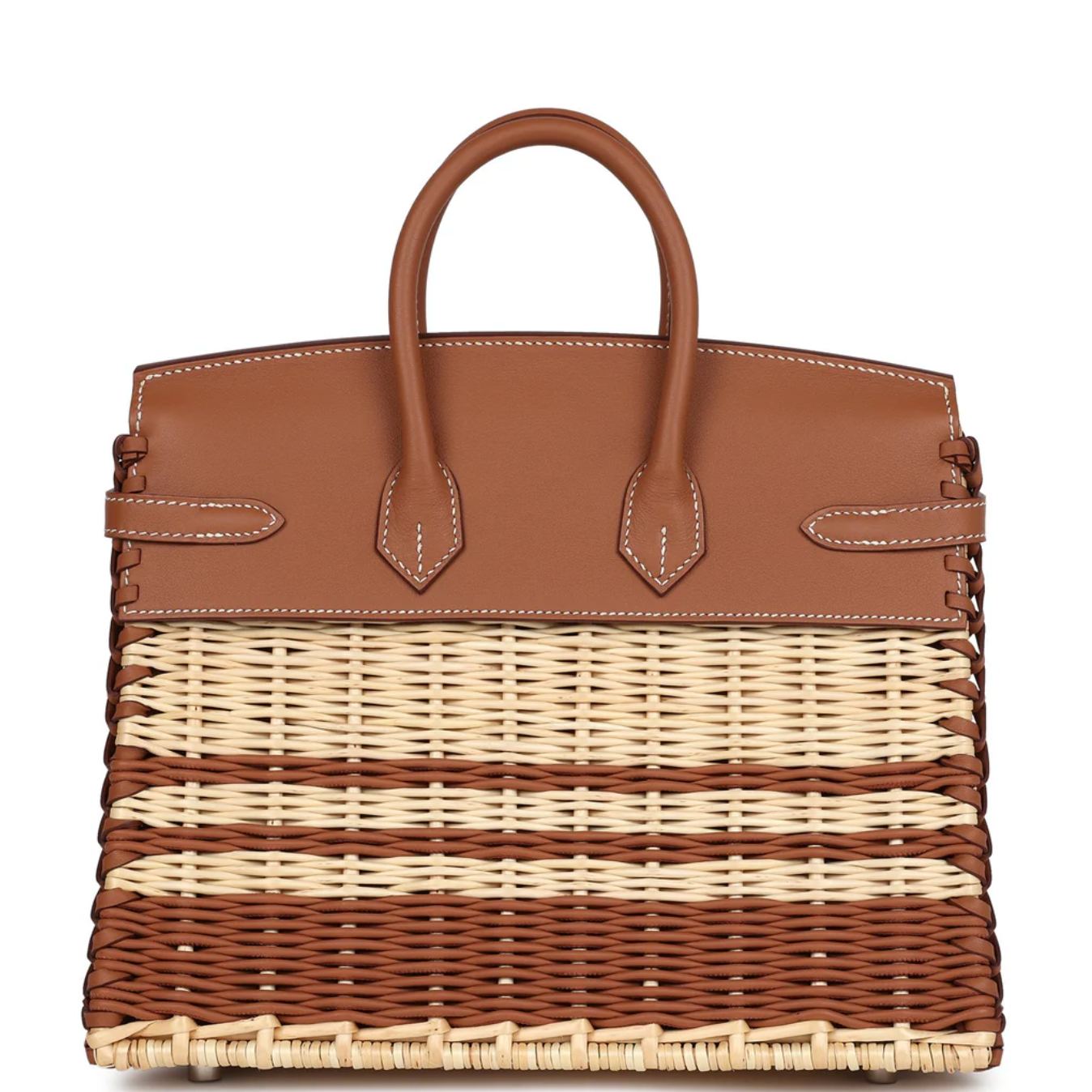 HERMES Birkin 25 Picnic Gold Swift Stripe Wicker Palladium Hardware