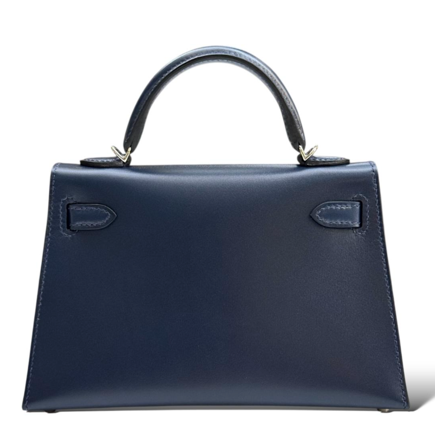 HERMES Kelly 20 Clouté Bleu Abysse Box Palladium Hardware