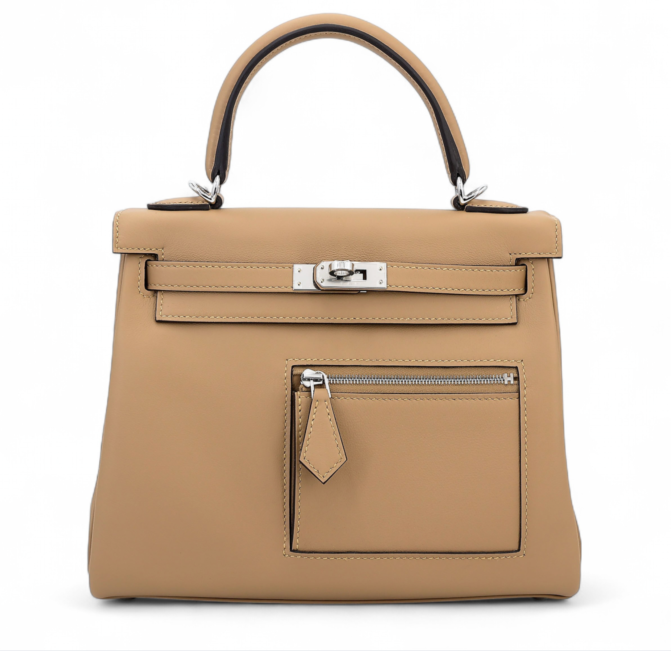 HERMES Kelly 25 Colormatic Poussier Swift Palladium Hardware
