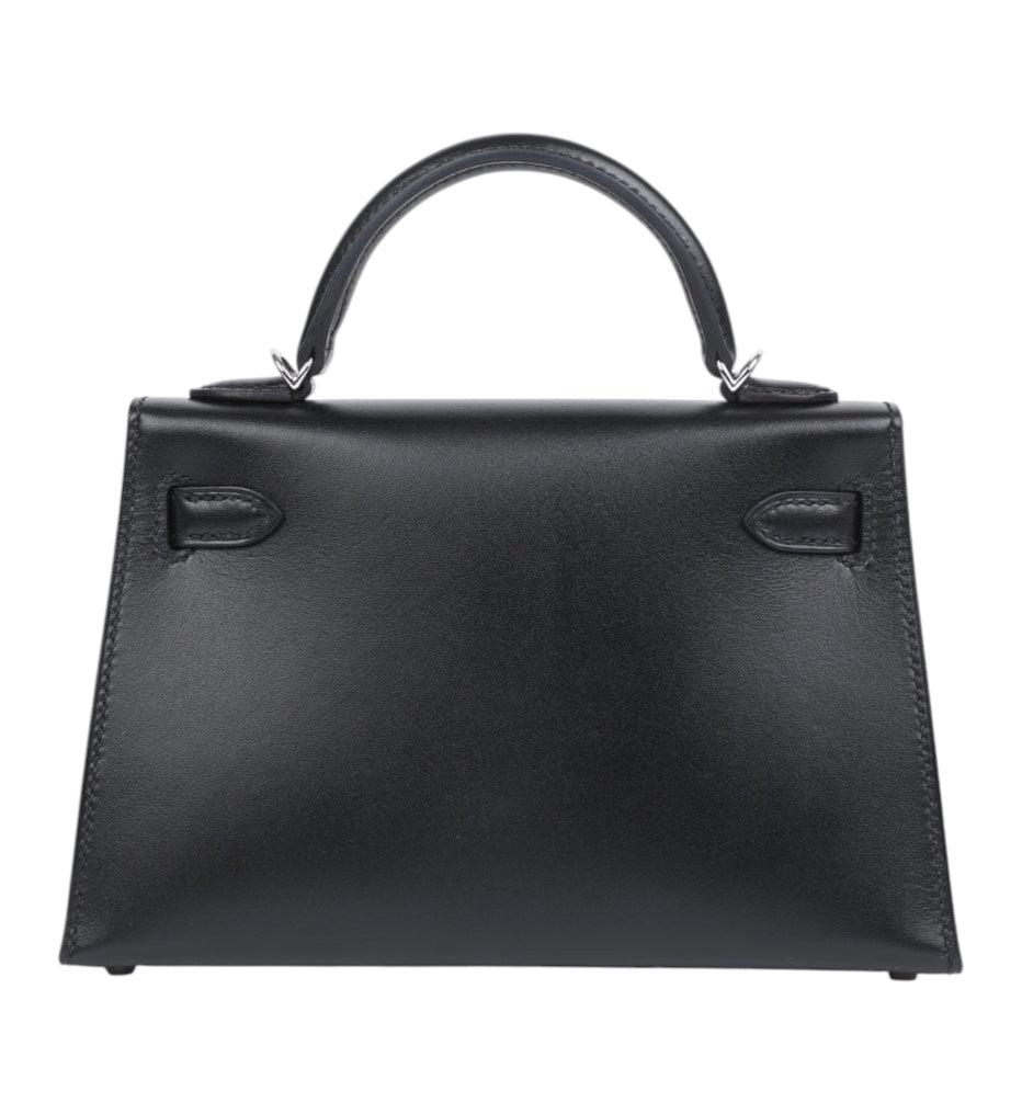 HERMES Kelly 20 "Cheval De Bois" Noir Palladium Hardware