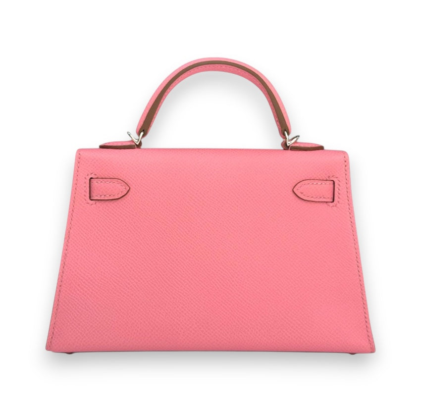 HERMES Kelly 20 Rose Confetti Epsom Palladium Hardware