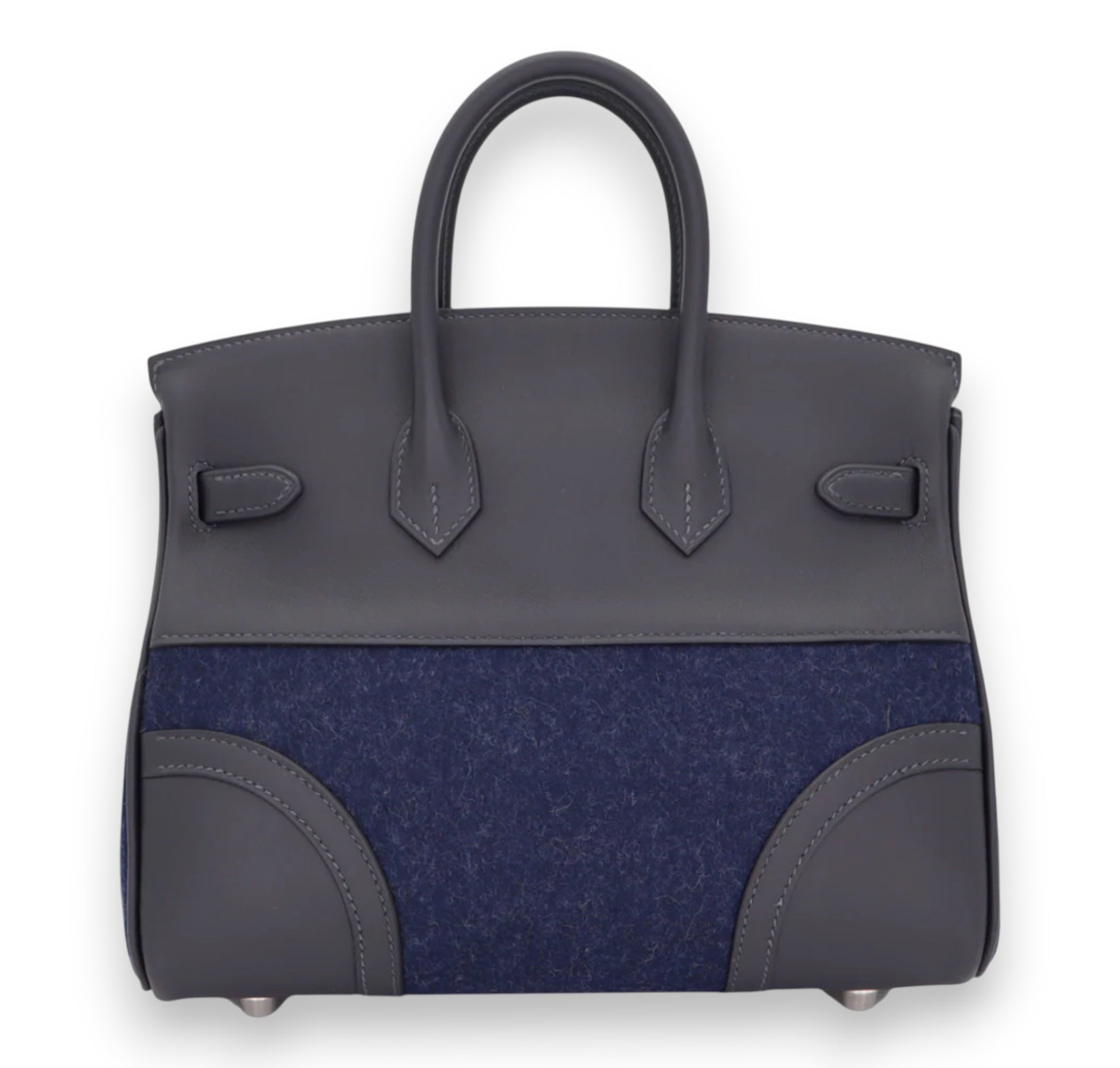 HERMES Birkin 25 "Go Team" Caban Swift / Bleu Nuit Feutre Palladium Hardware