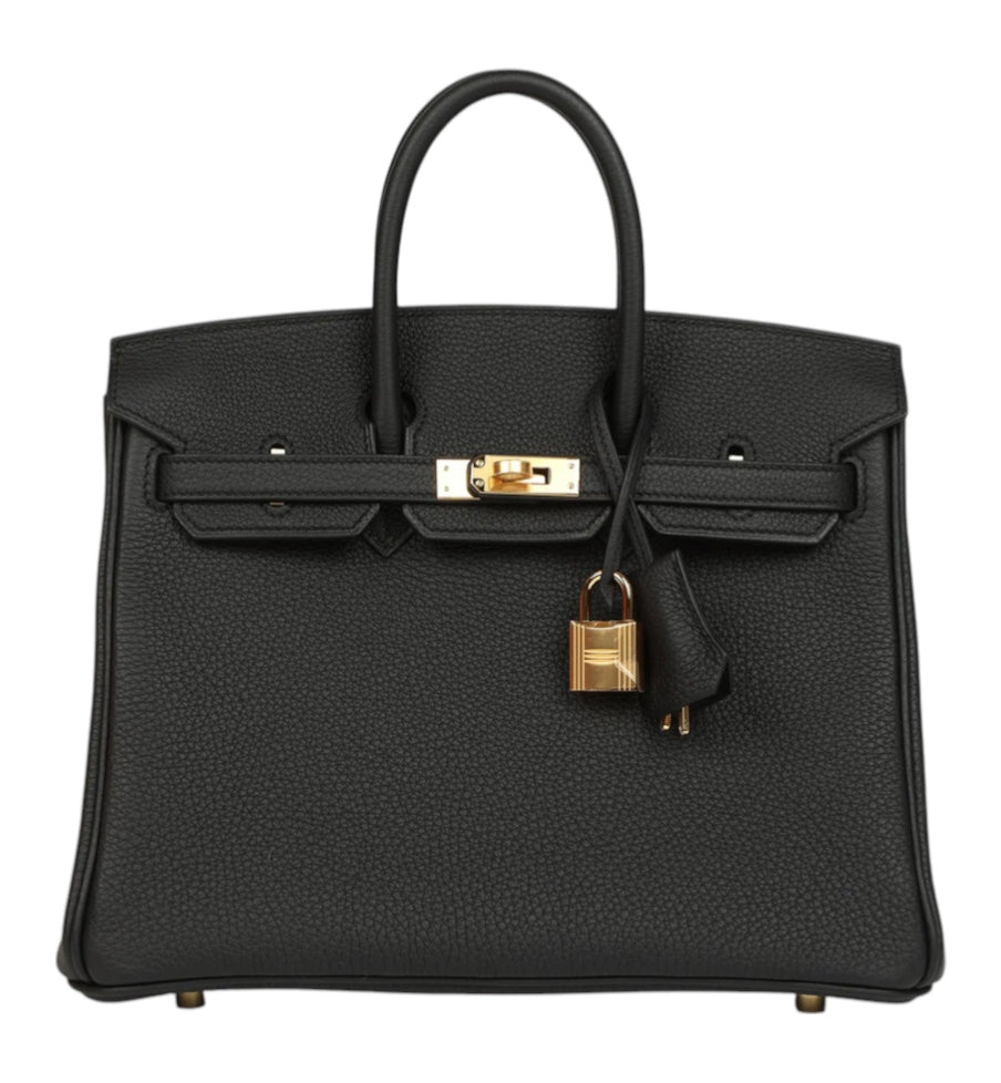 HERMES Birkin 25 Noir Togo Leather Gold Hardware
