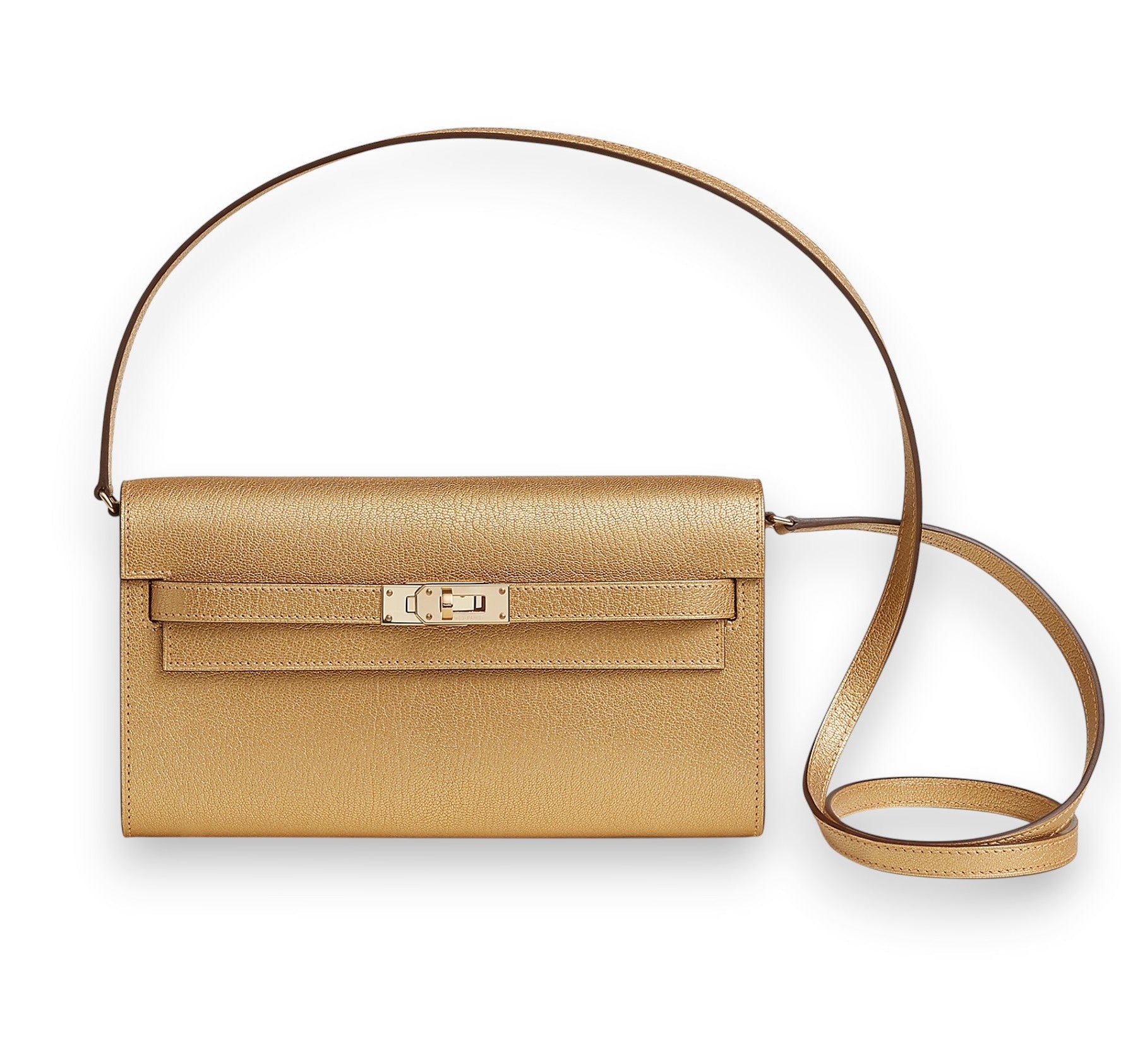 HERMES Kelly To Go Doree Chamkilight Chèvre Permabrass Hardware