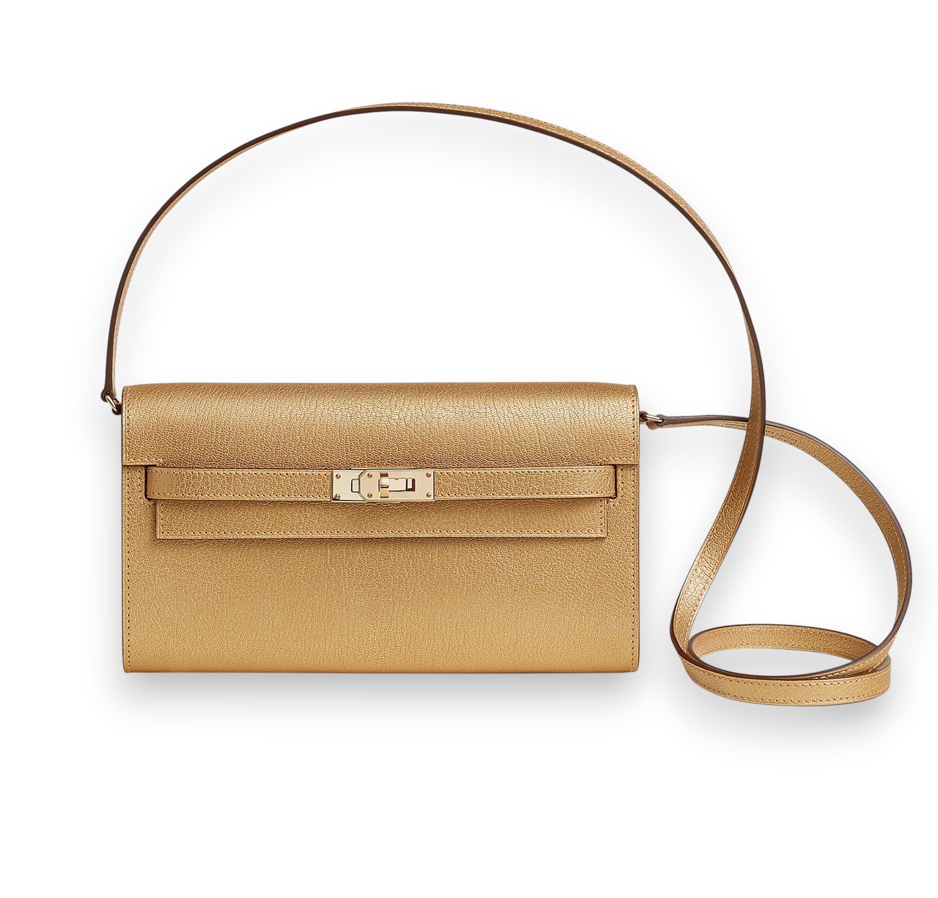 HERMES Kelly To Go Doree Chamkilight Chèvre Permabrass Hardware