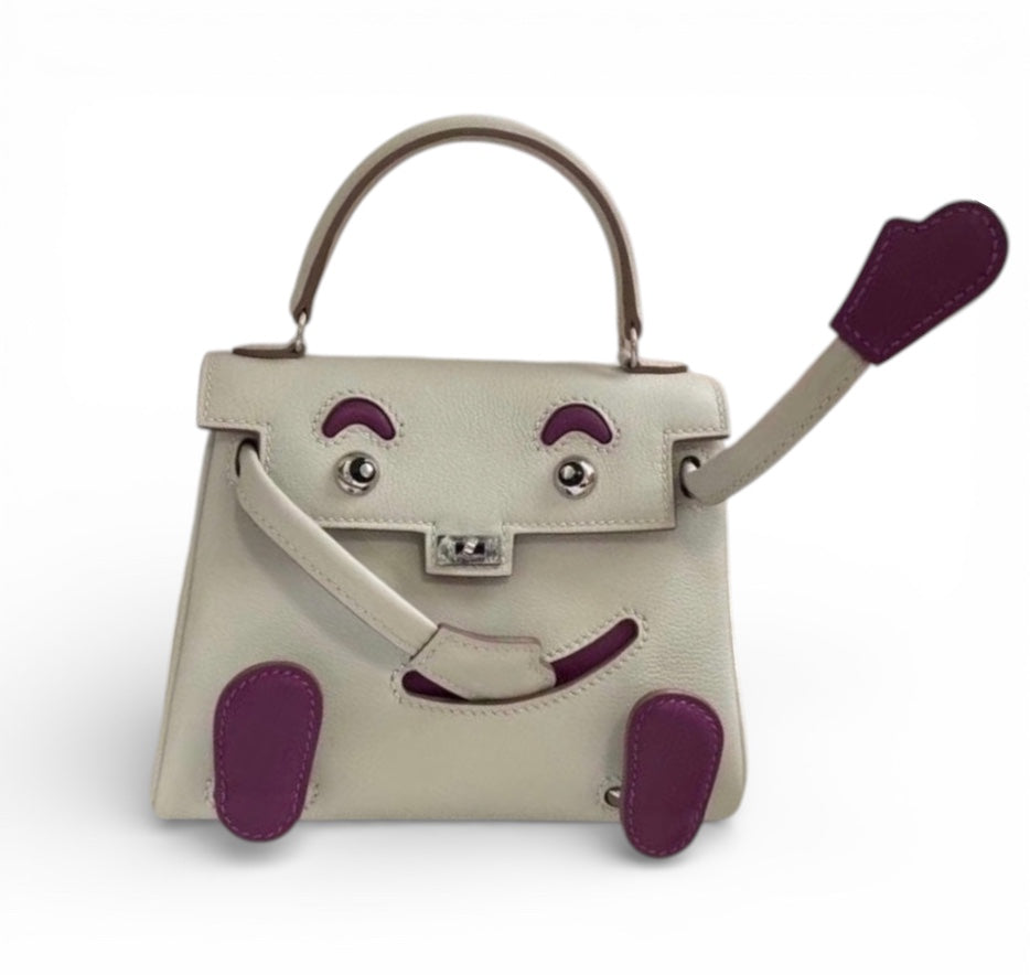 HERMES Kelly Doll Gris Perle & Magnolia Swift Palladium Hardware