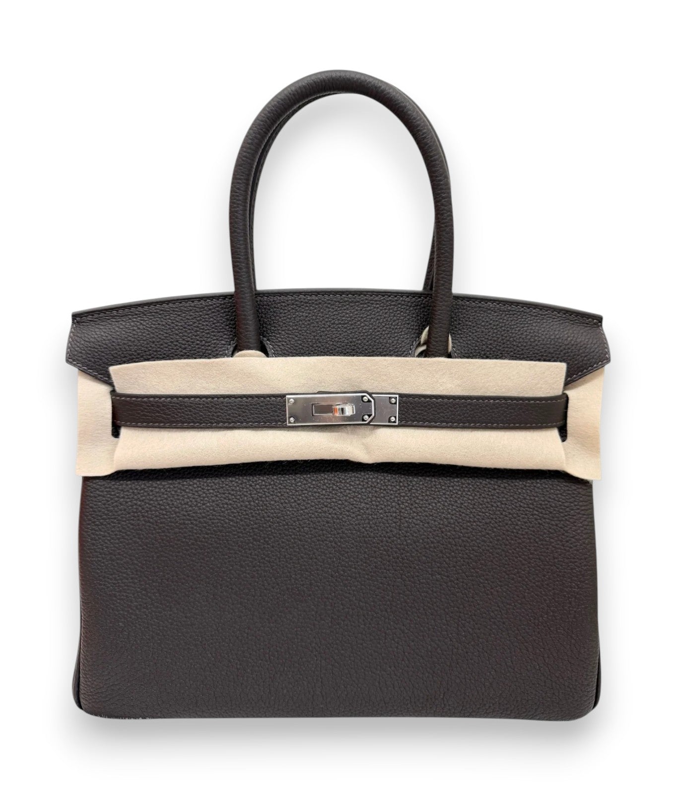HERMES Birkin 30 Bai Brun Togo Palladium Hardware