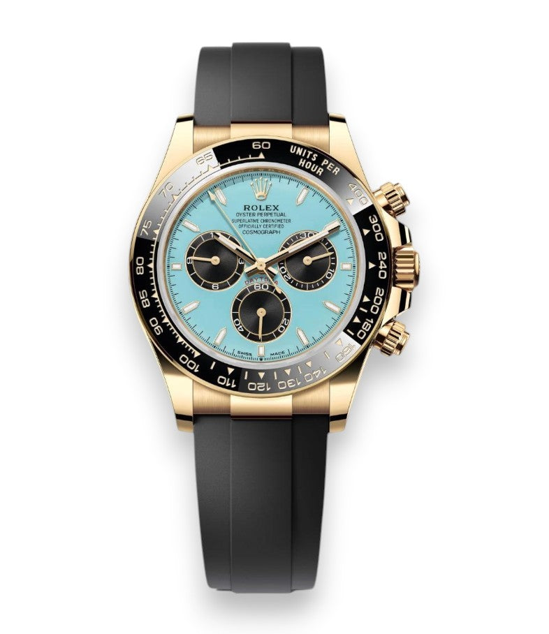 ROLEX Cosmograph Daytona oysterflex yellow gold turquoise dial 40mm