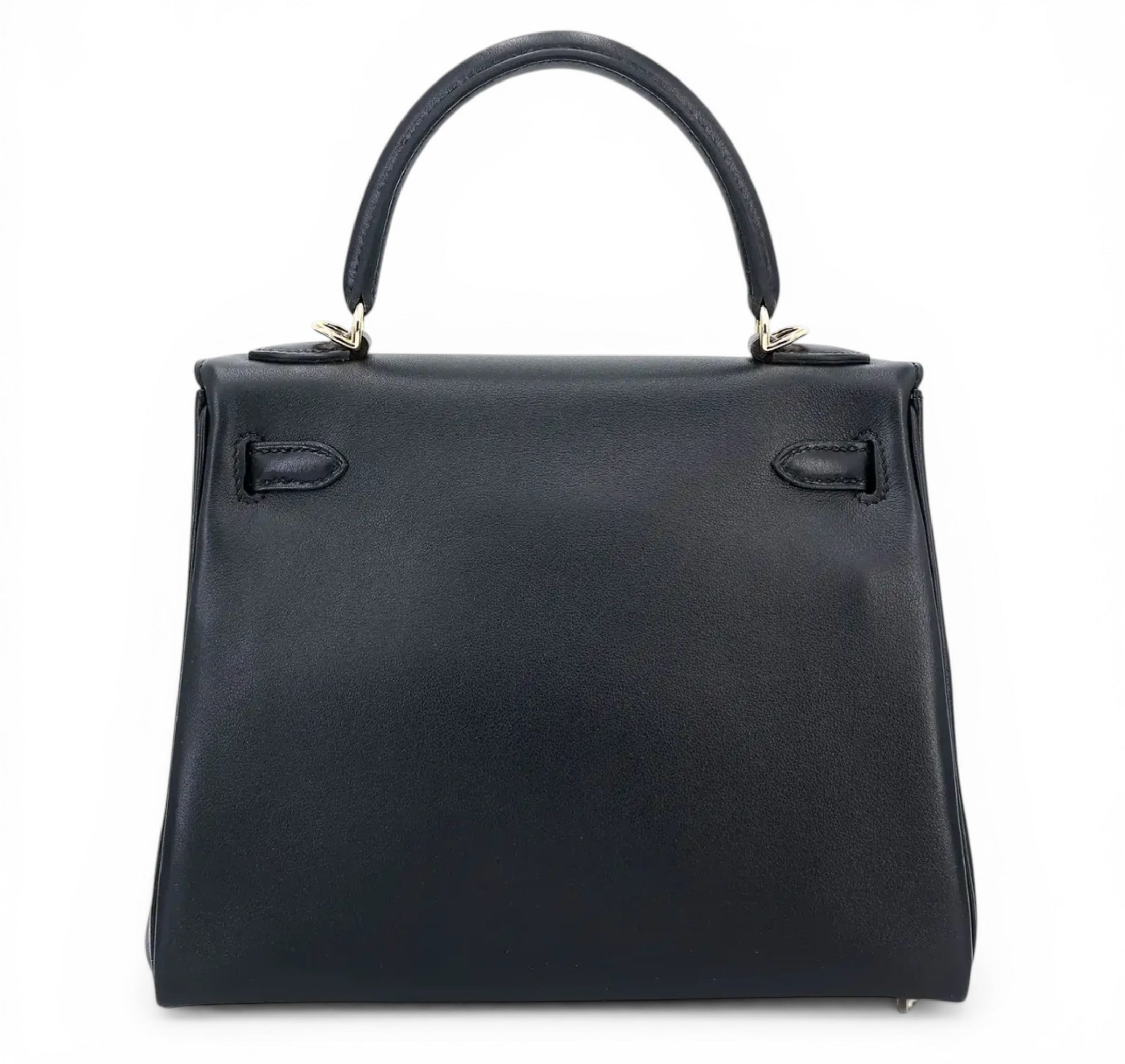 HERMES Kelly 25 Noir Veau Cheri Gold Hardware