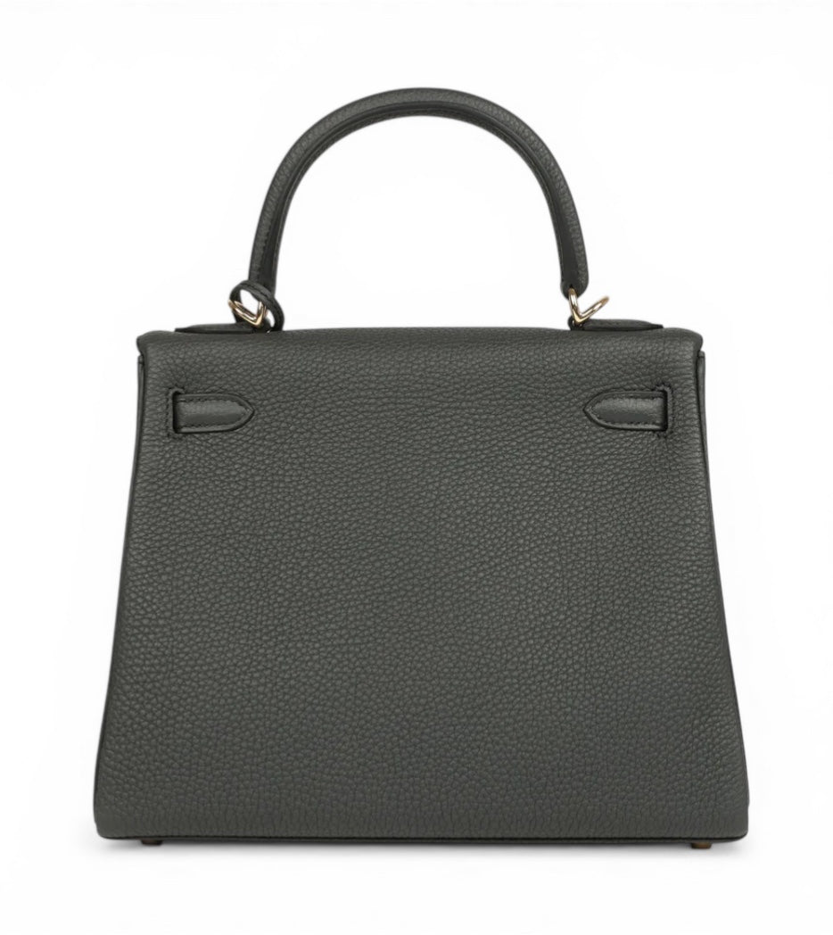 HERMES Kelly 25 Plomb Togo Permabrass Hardware