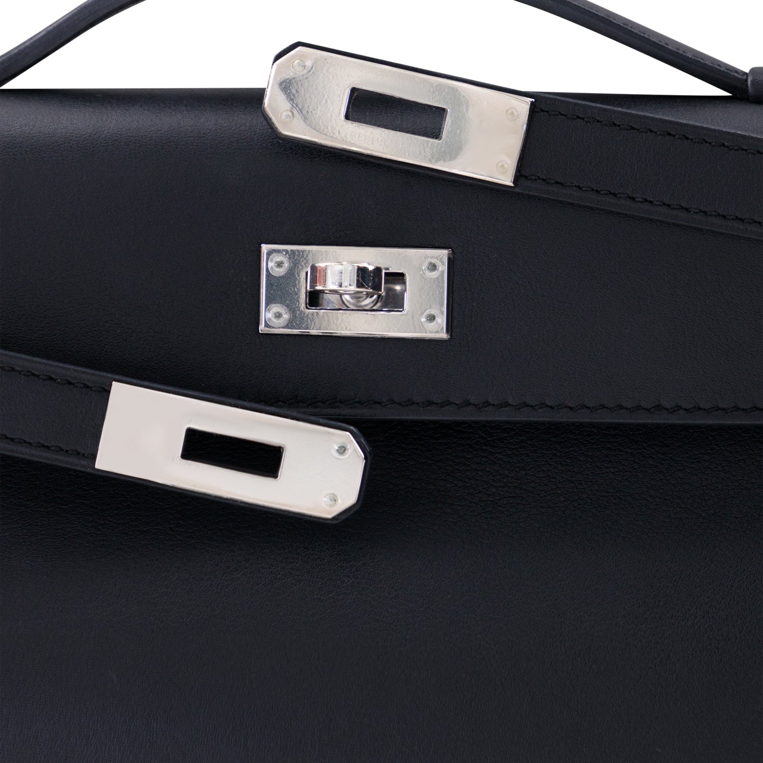HERMES Kelly Cut Noir Swift Leather Palladium Hardware