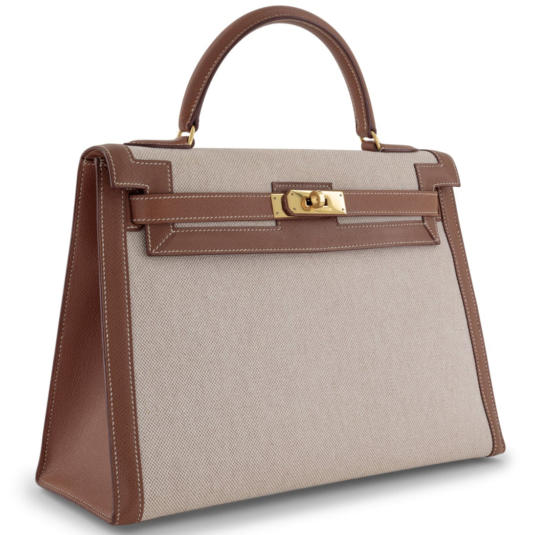 HERMÈS Kelly 32 Gold Canvas Gold Hardware (GHW)