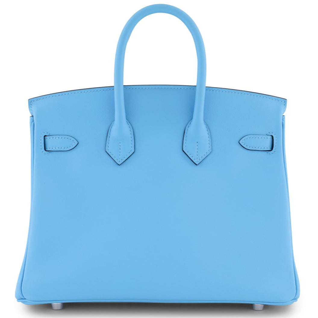 HERMÈS Birkin 25 Bleu Celeste Swift Leather Palladium Hardware