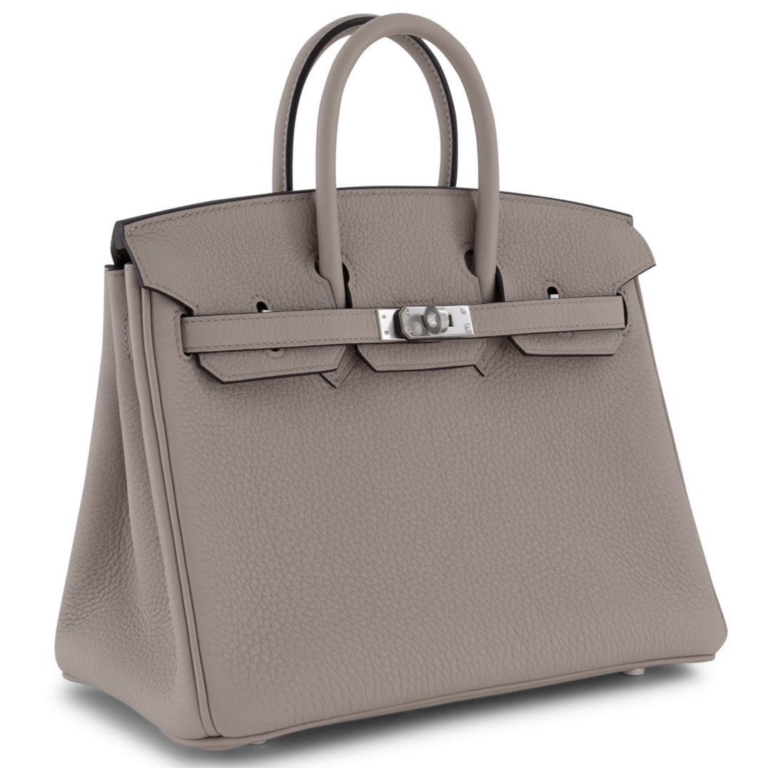 HERMES Birkin 25 Gris Tourterelle Togo Leather Palladium Hardware