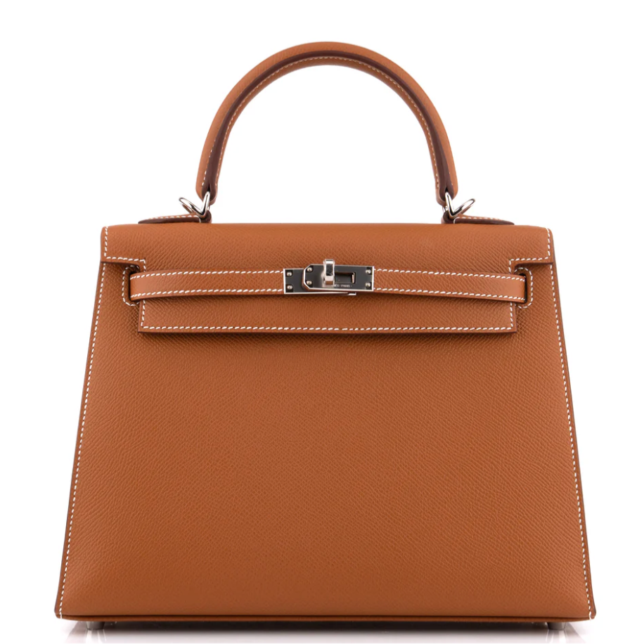 HERMES Kelly 25 Gold Epsom Palladium Hardware