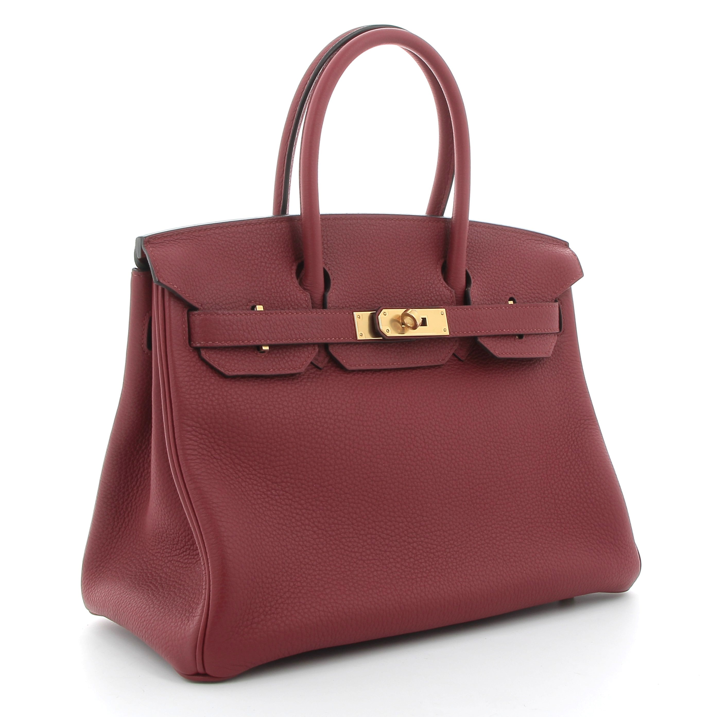 HERMES Birkin 30 Rouge Grenat Togo Leather Yellow Gold Hardware
