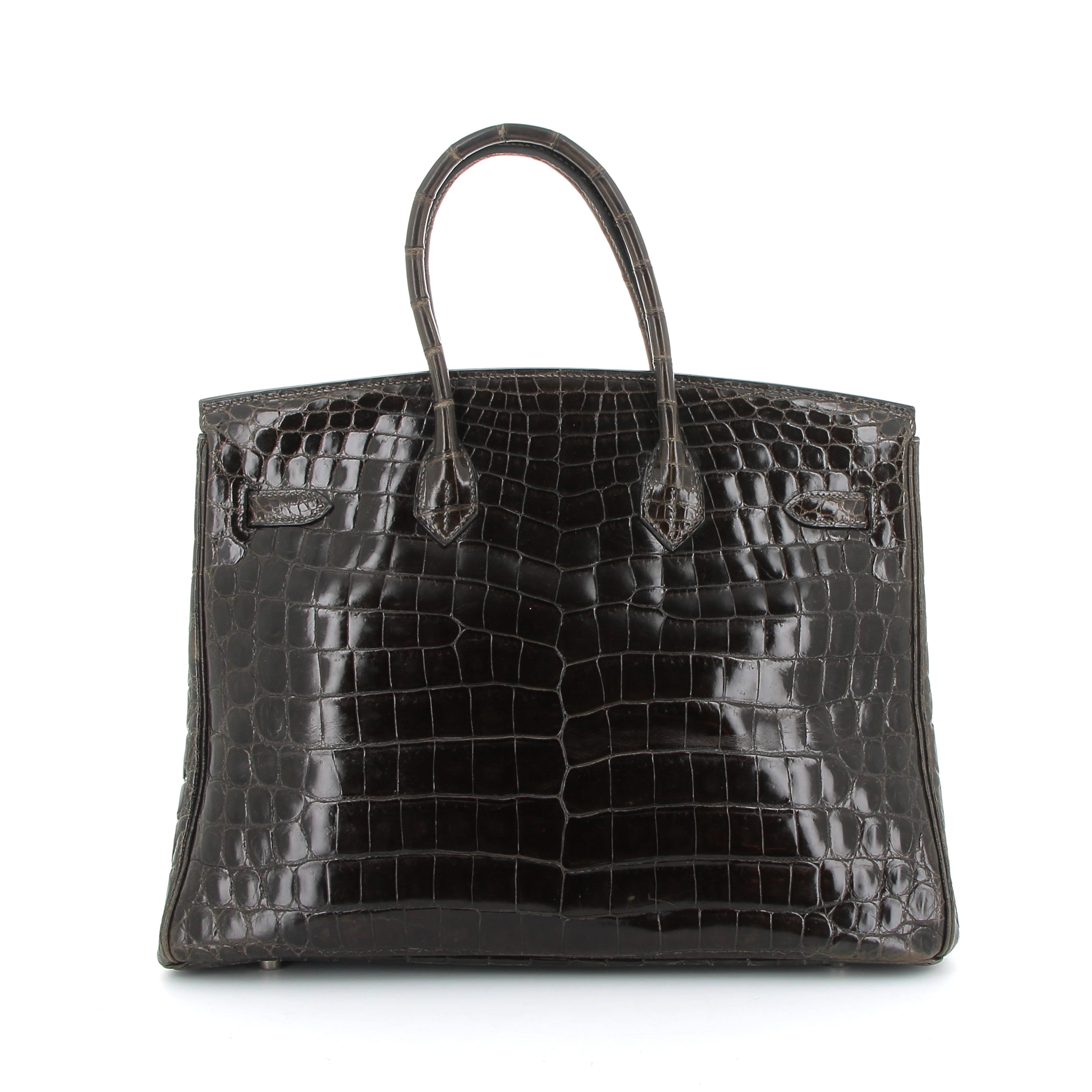 HERMES Birkin 35 Crocodile Niloticus Graphite Palladium hardware