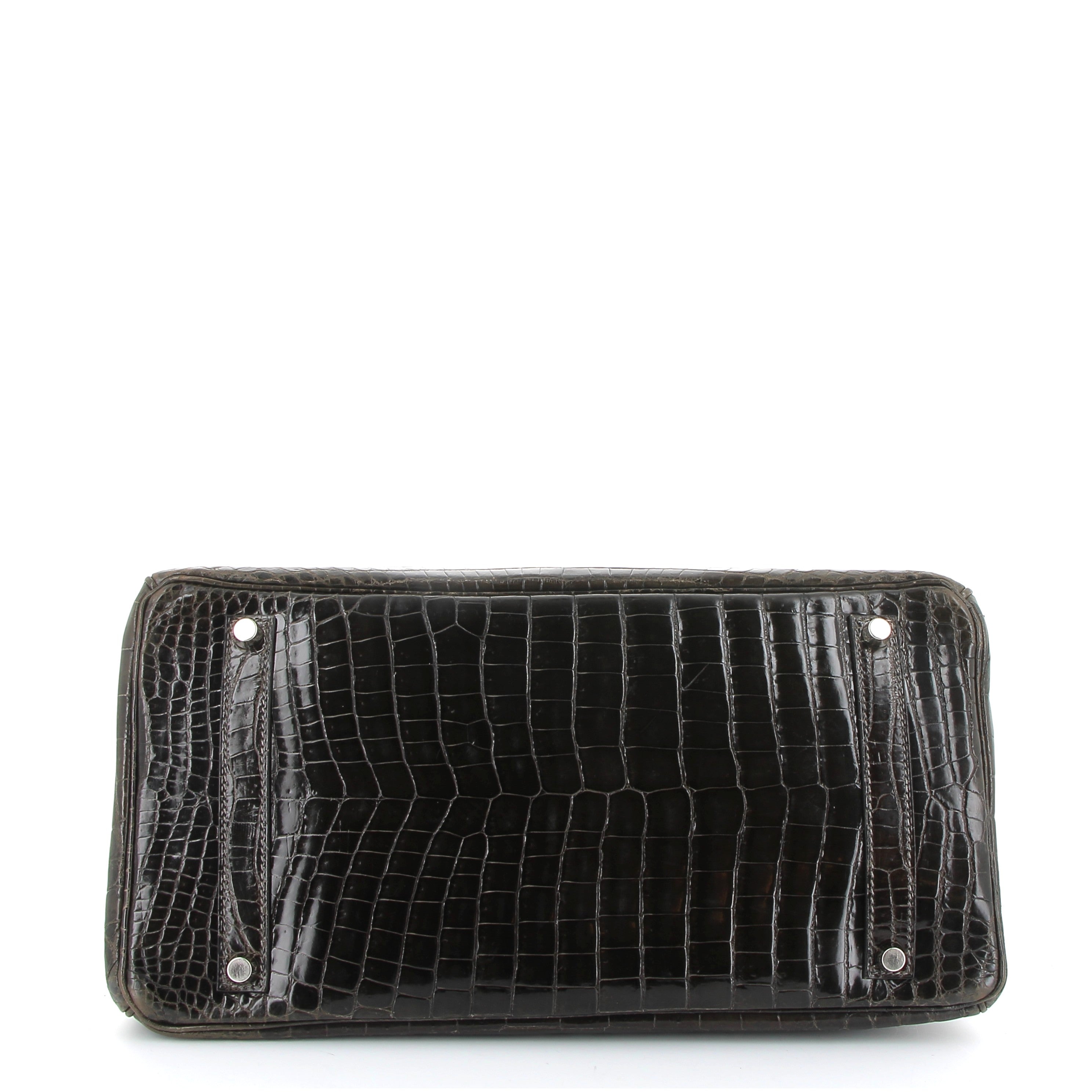 HERMES Birkin 35 Crocodile Niloticus Graphite Palladium hardware