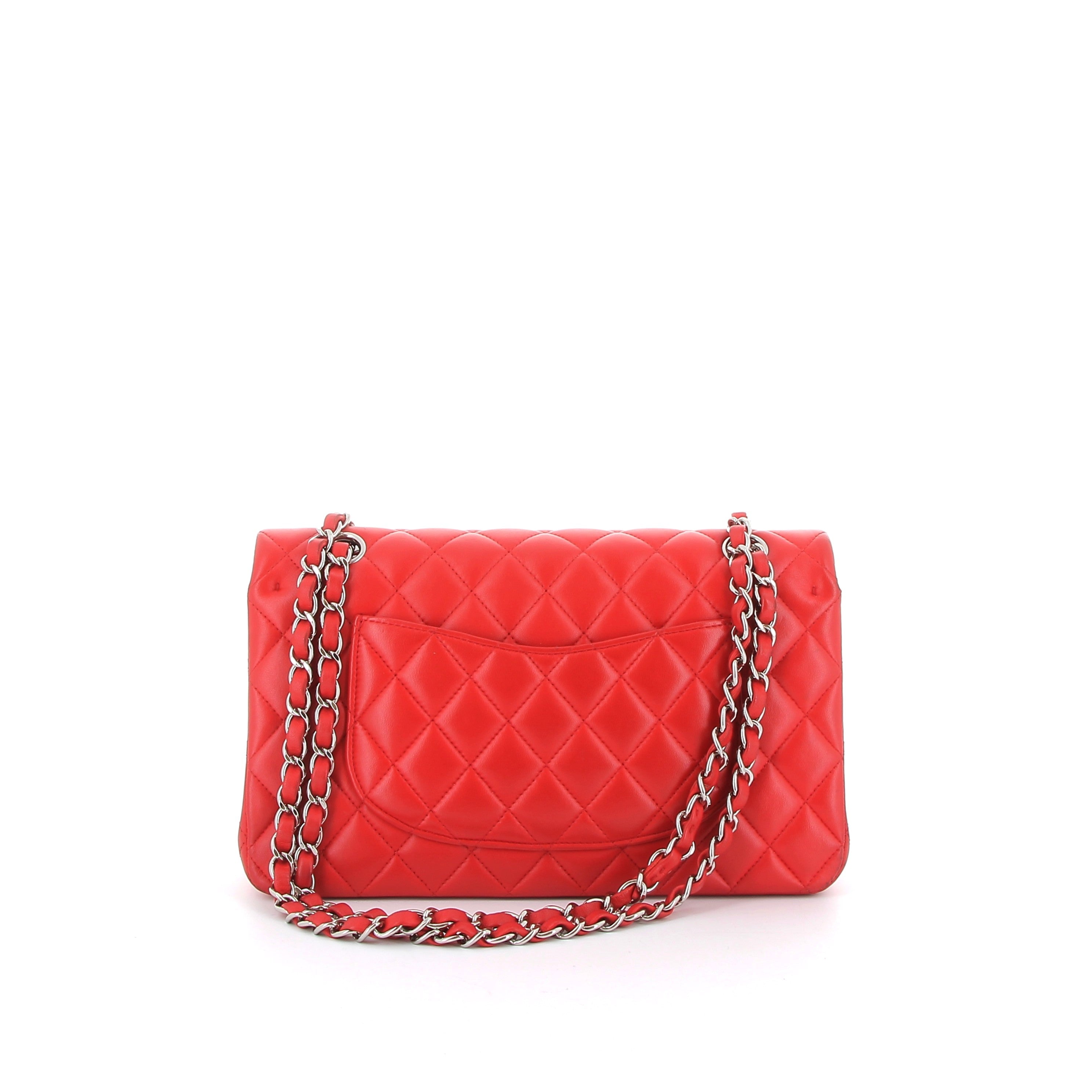 CHANEL Timeless Red Quilted Leather Silver Hardware