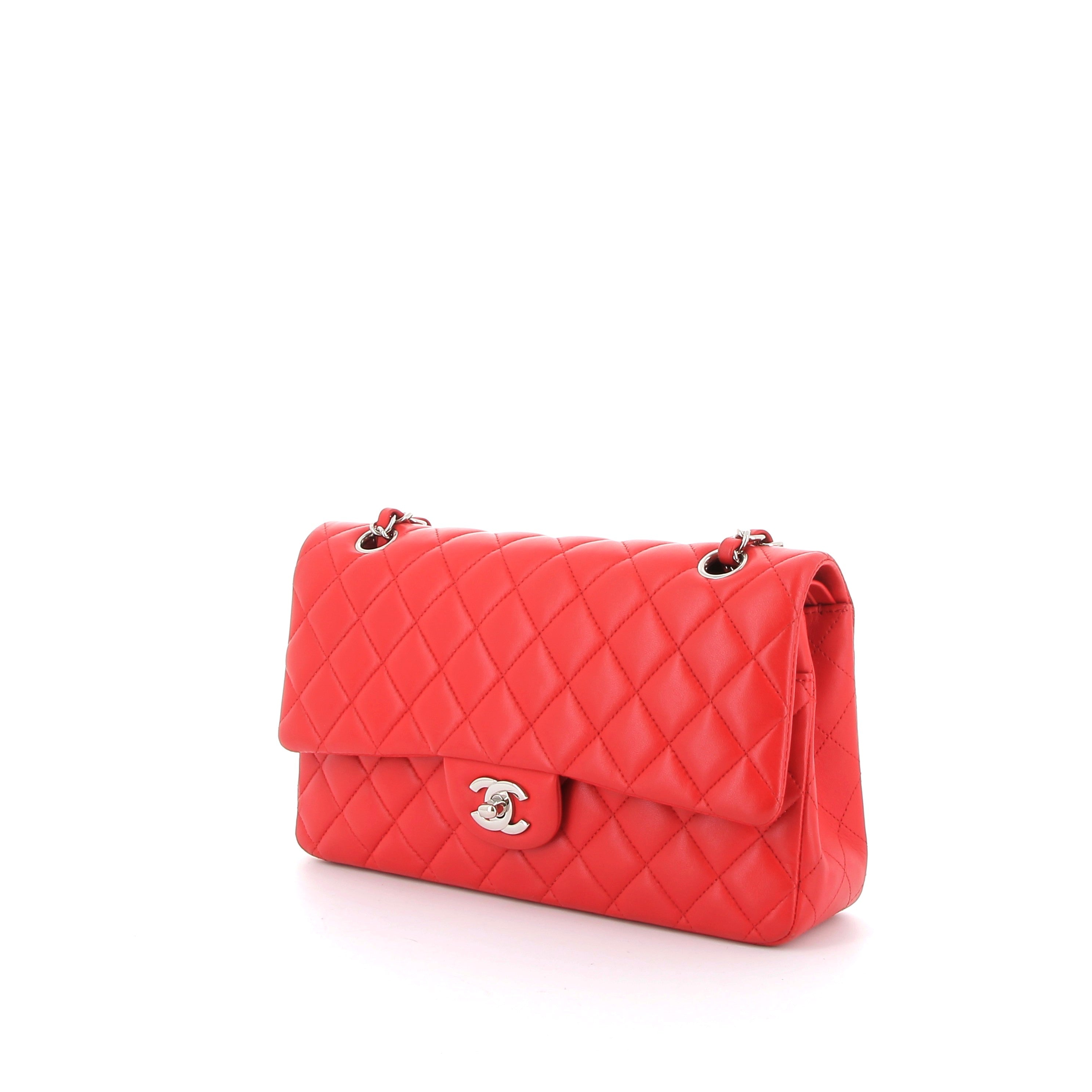 CHANEL Timeless Red Quilted Leather Silver Hardware