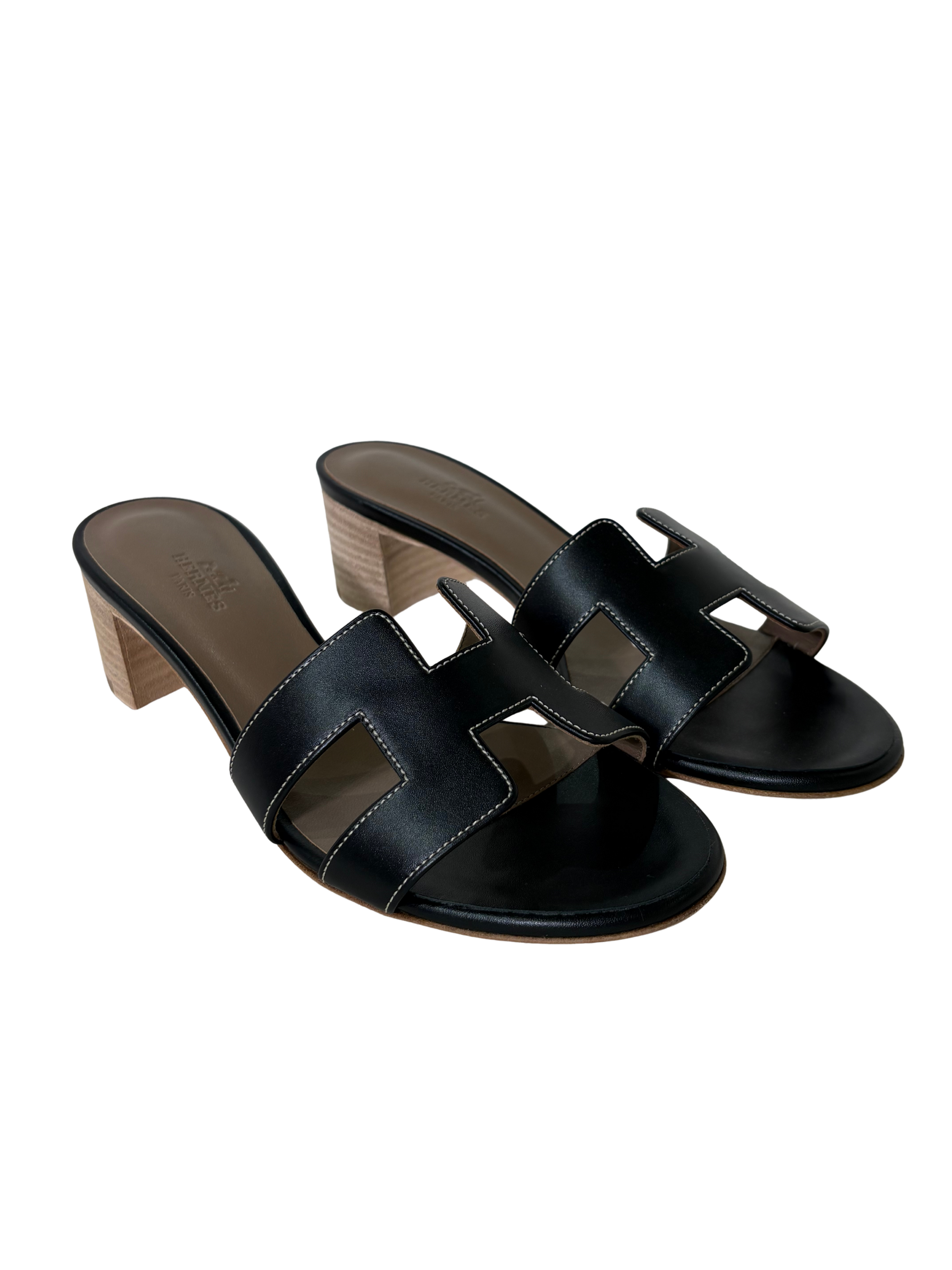 HERMES Oasis Sandals Noir Swift